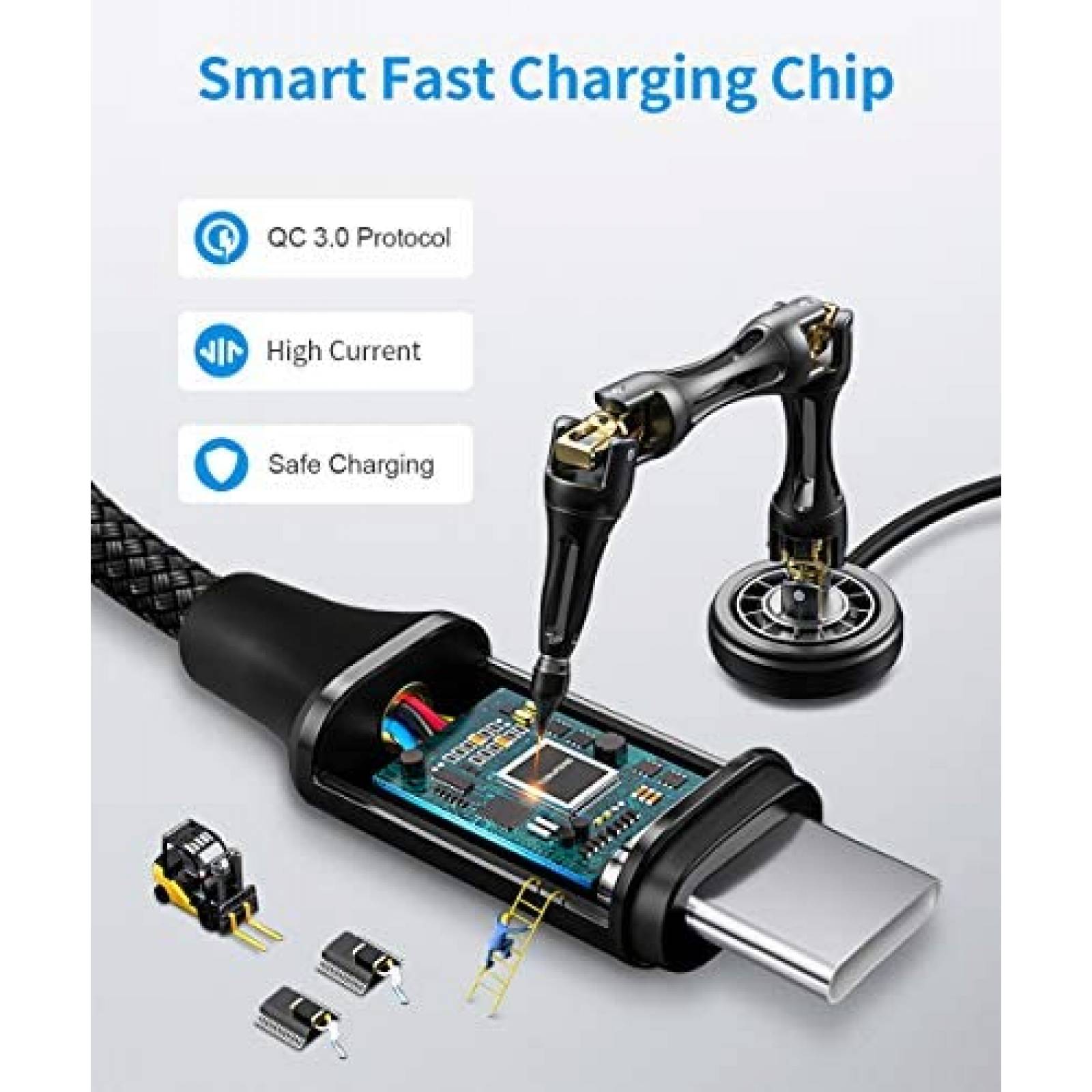 Cable TOSUPERS TG-C230Y 3pzs 10' USB-A A USB-C -Negro