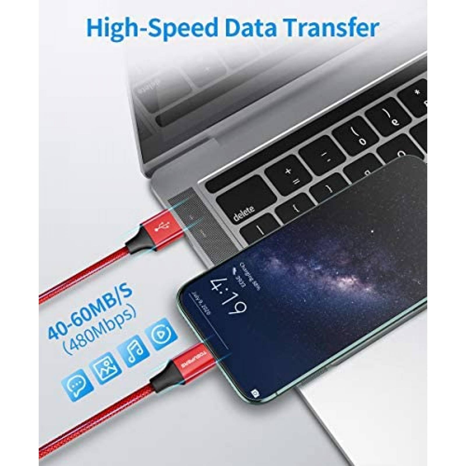 Cable TOSUPERS TG-C230Y 3pzs 10' USB-A A USB-C -Negro