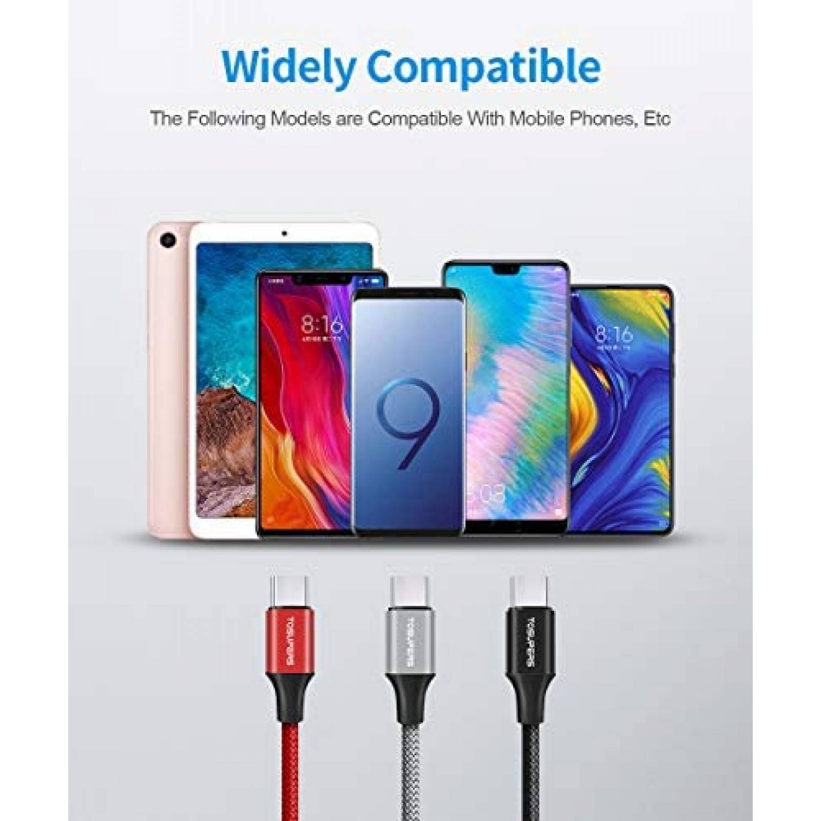 Cable TOSUPERS TG-C230Y 3pzs 10' USB-A A USB-C -Negro