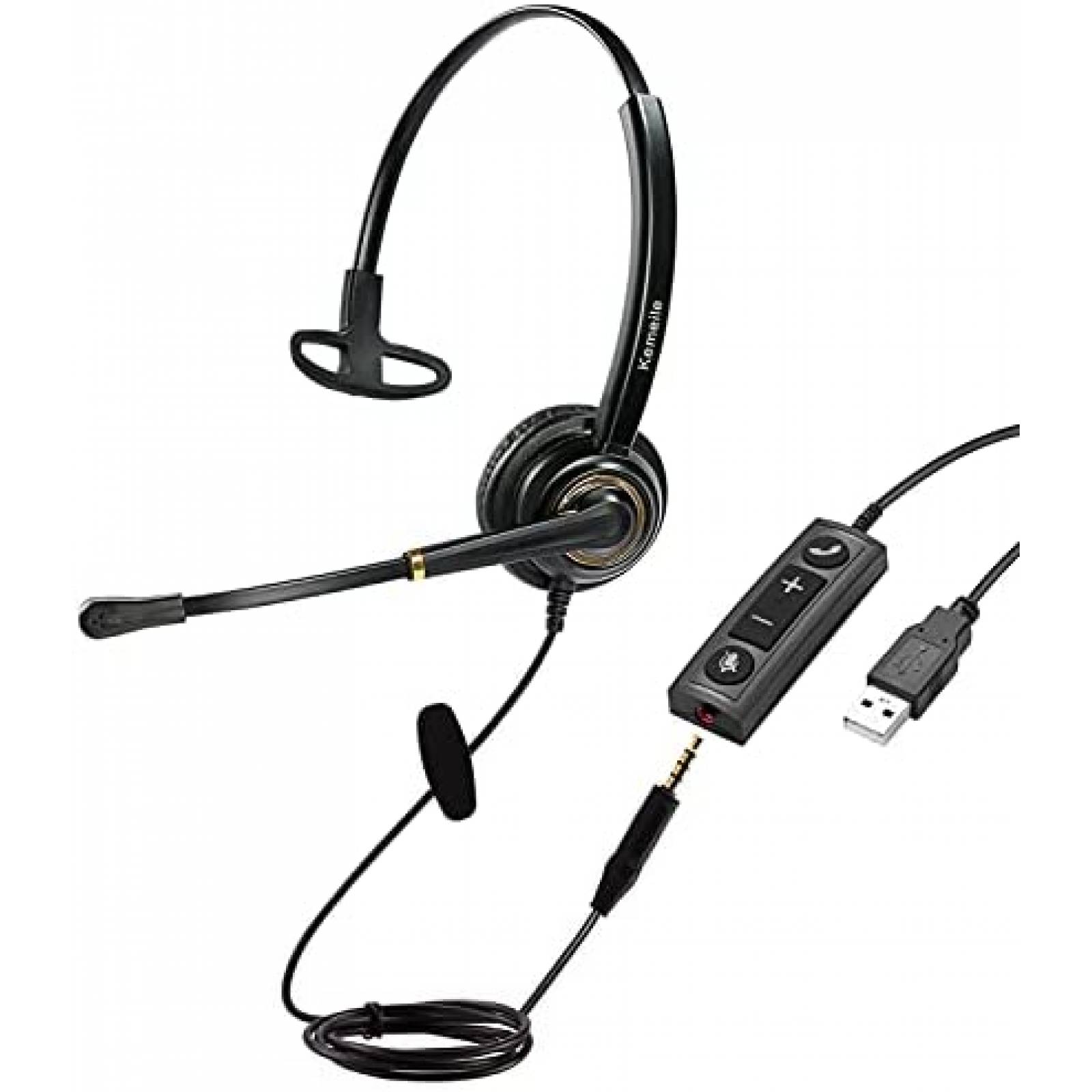 Auriculares KEMEILE USB para celular con microfono -Negro