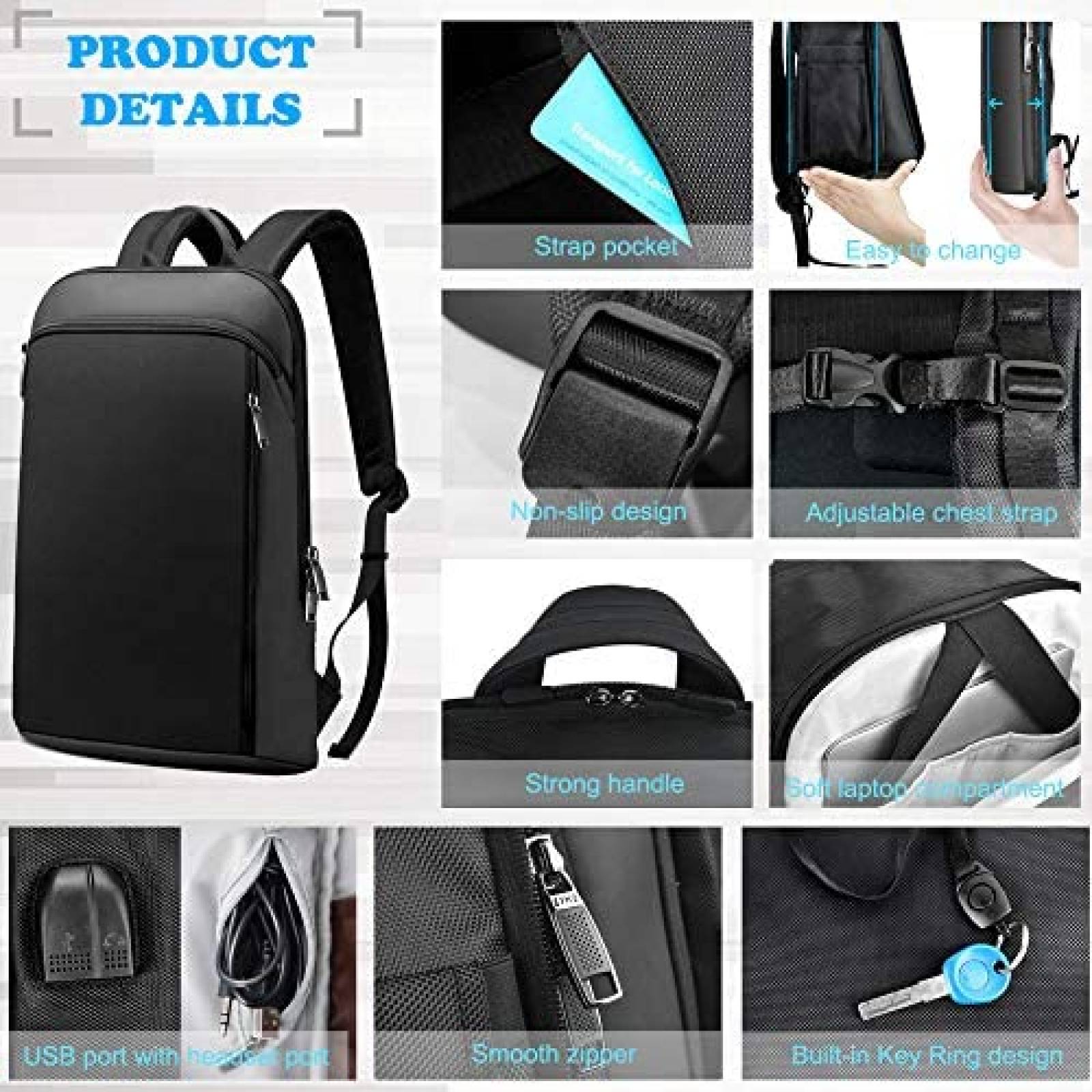 Mochila ZINZ para computadora portatil de 15 15.6 y 16"