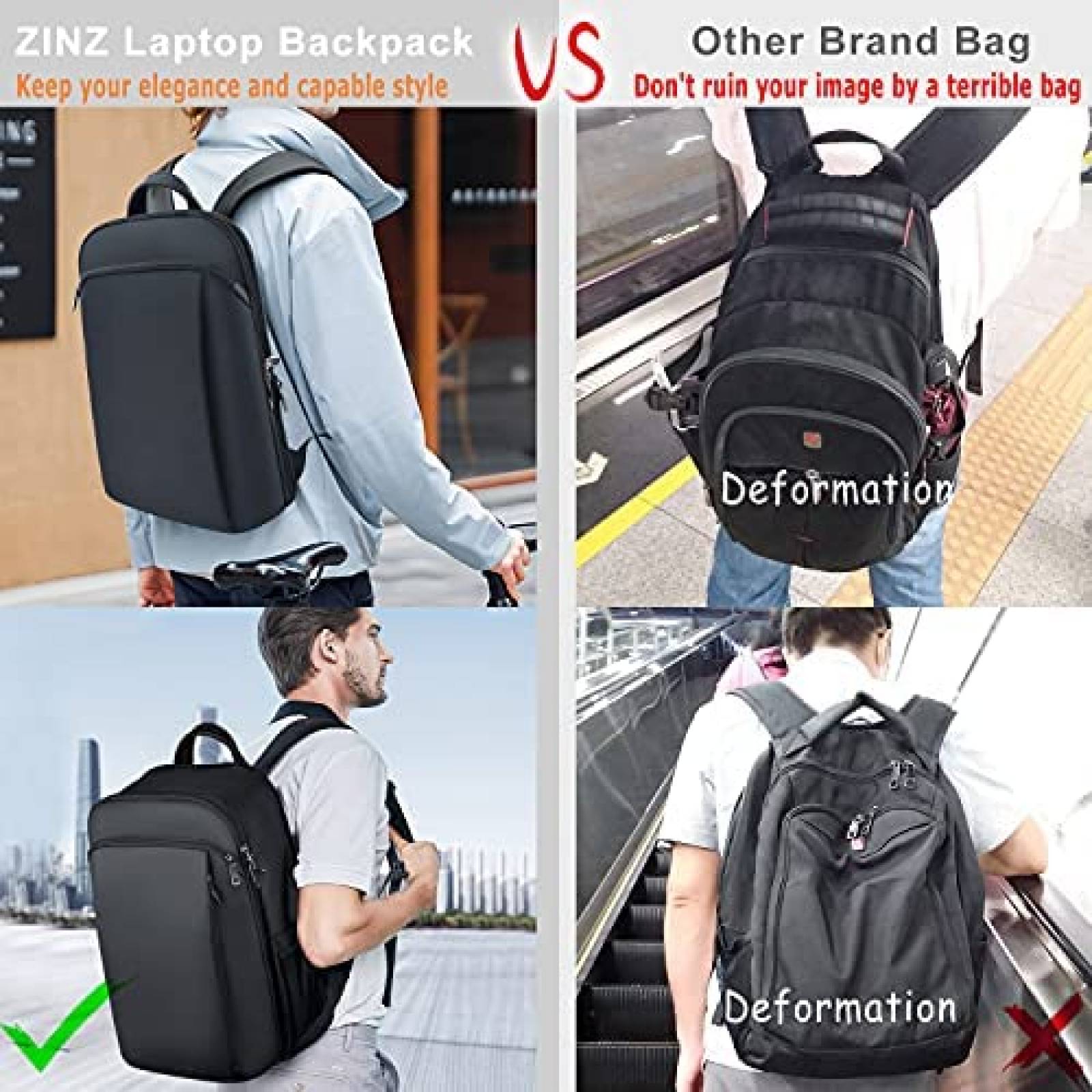 Mochila ZINZ para computadora portatil de 15 15.6 y 16"
