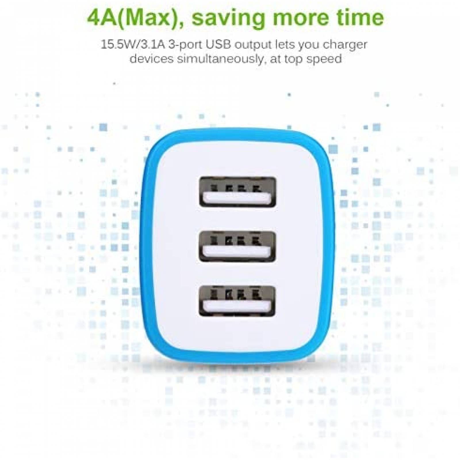 Enchufe de cargador Sicodo Paquete de 5 3.1Amp USB -Blanco
