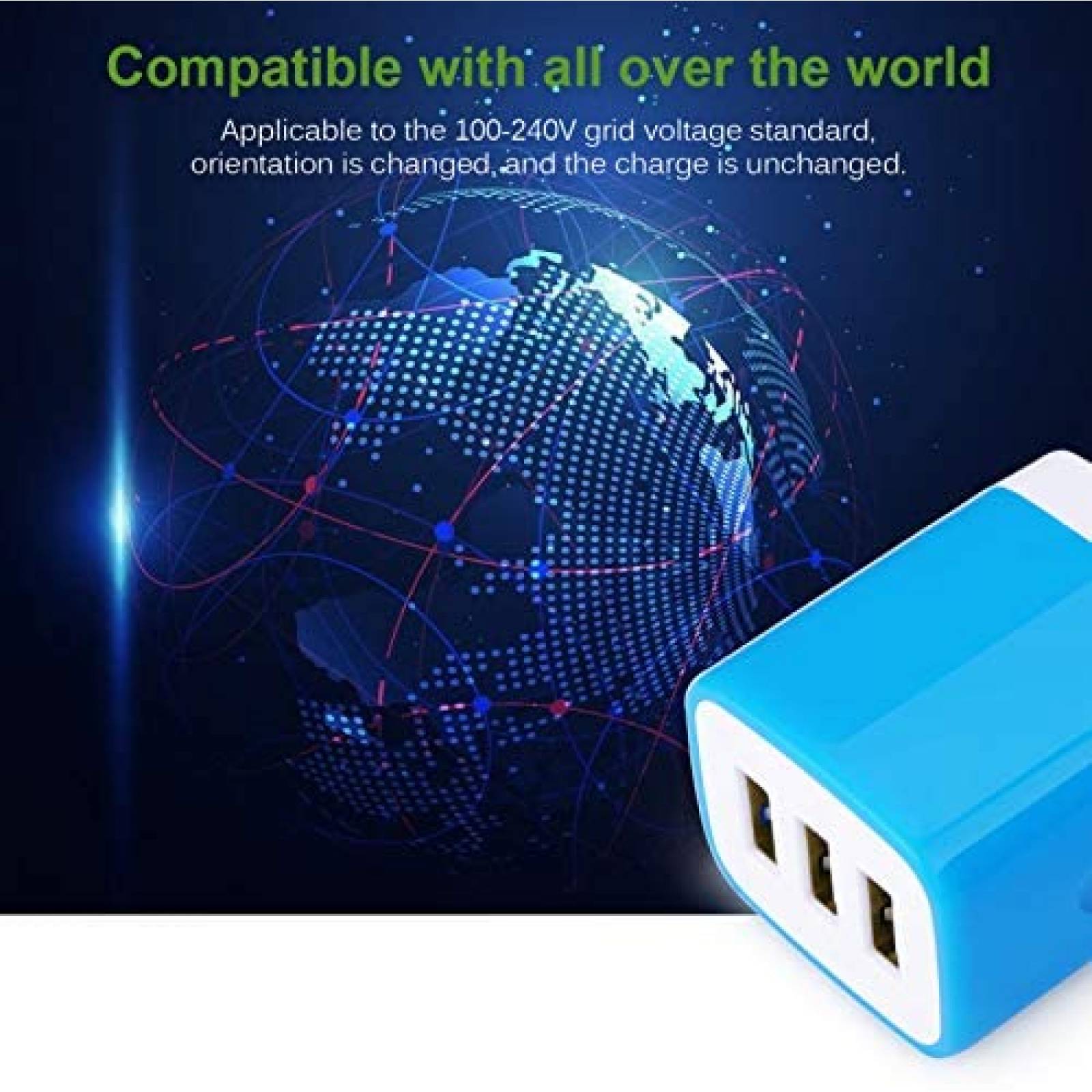 Enchufe de cargador Sicodo Paquete de 5 3.1Amp USB -Blanco