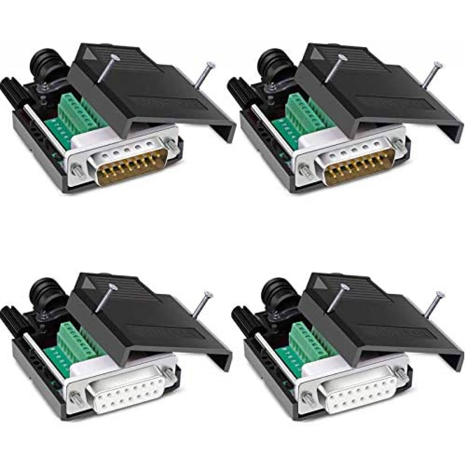 Pack conector RS232 Jienk DB15 x4 macho y hembra -Negro