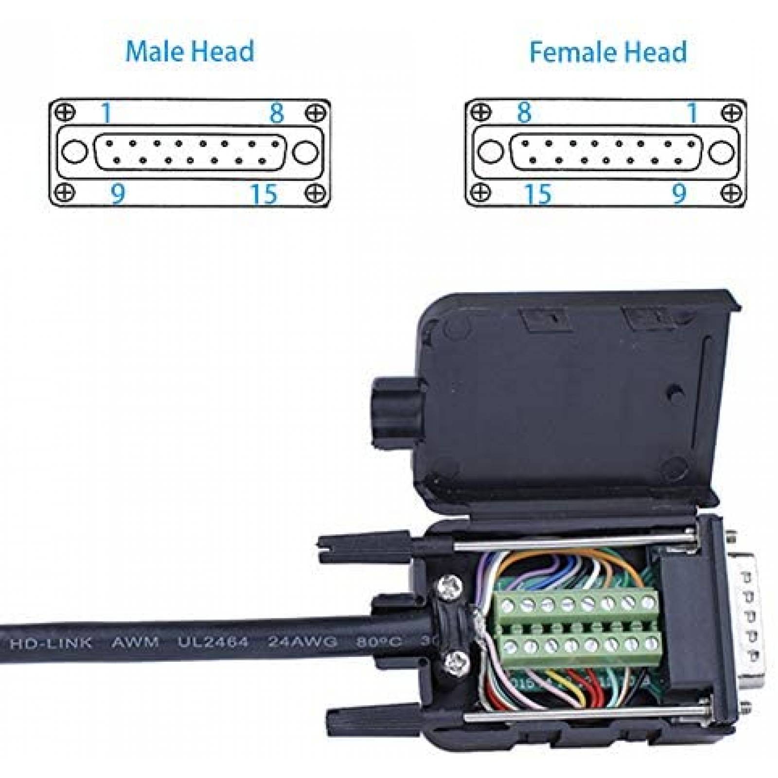Pack conector RS232 Jienk DB15 x4 macho y hembra -Negro