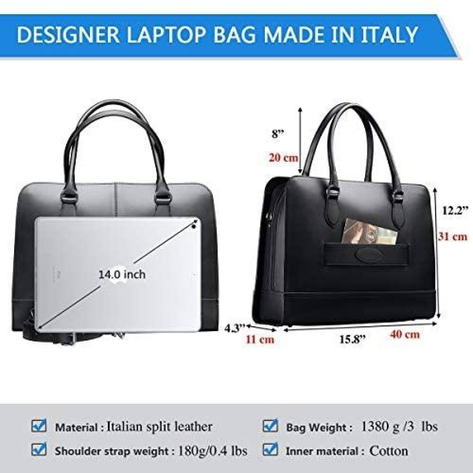 Bolso para Mujer Su.B.dgn de Piel para Laptop 13'' -Rojo