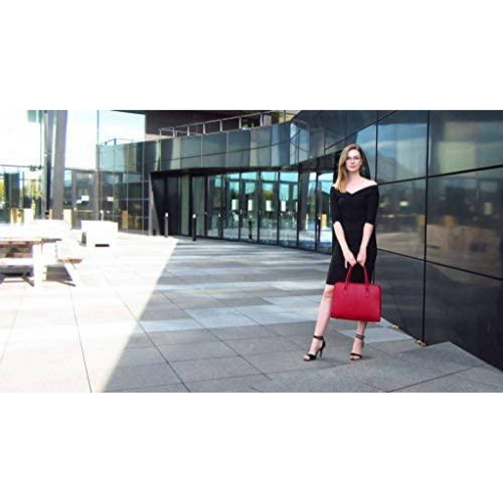 Bolso para Mujer Su.B.dgn de Piel para Laptop 13'' -Rojo