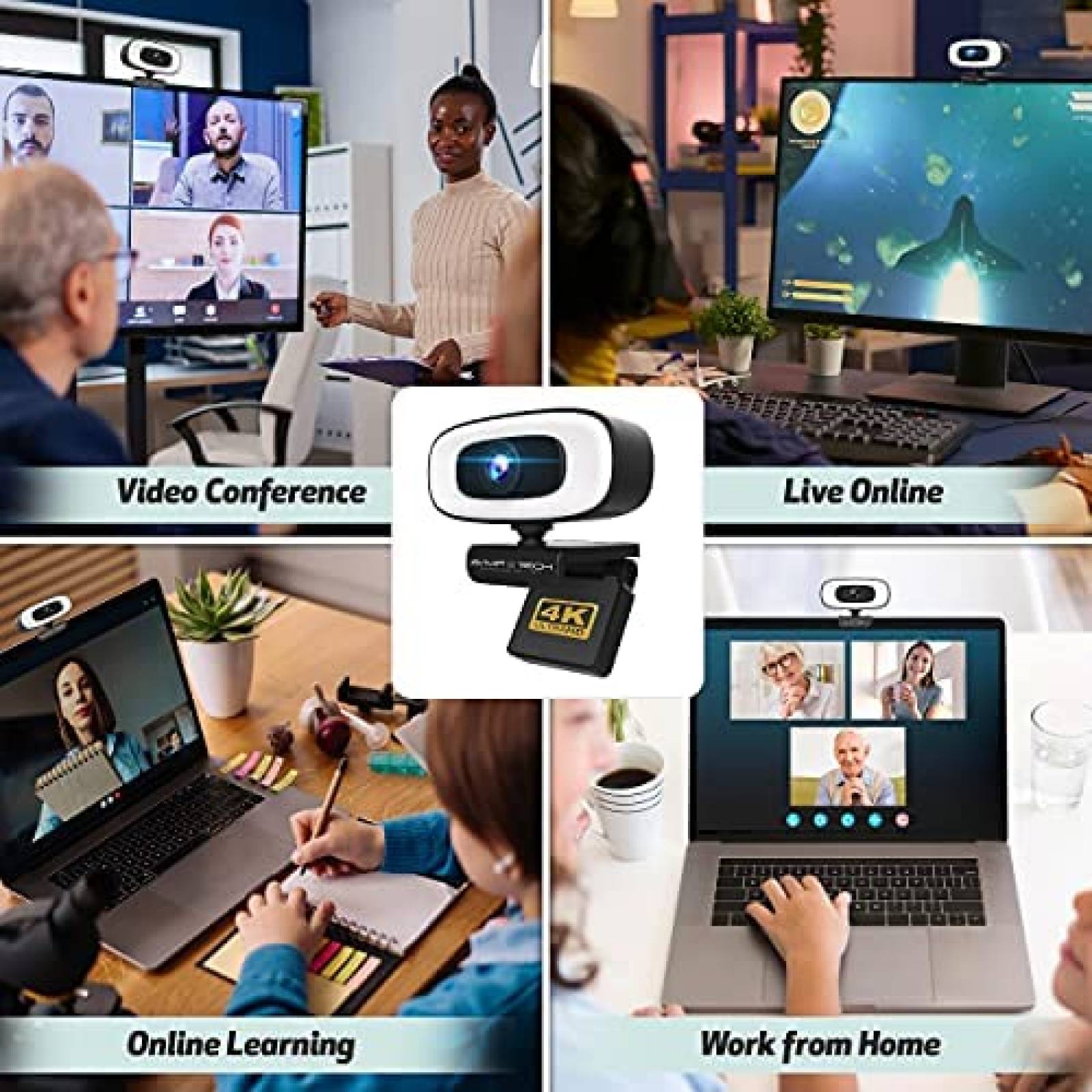 Camara web AVMP 4K Light Ultra HD de 8 MP USB -Negro