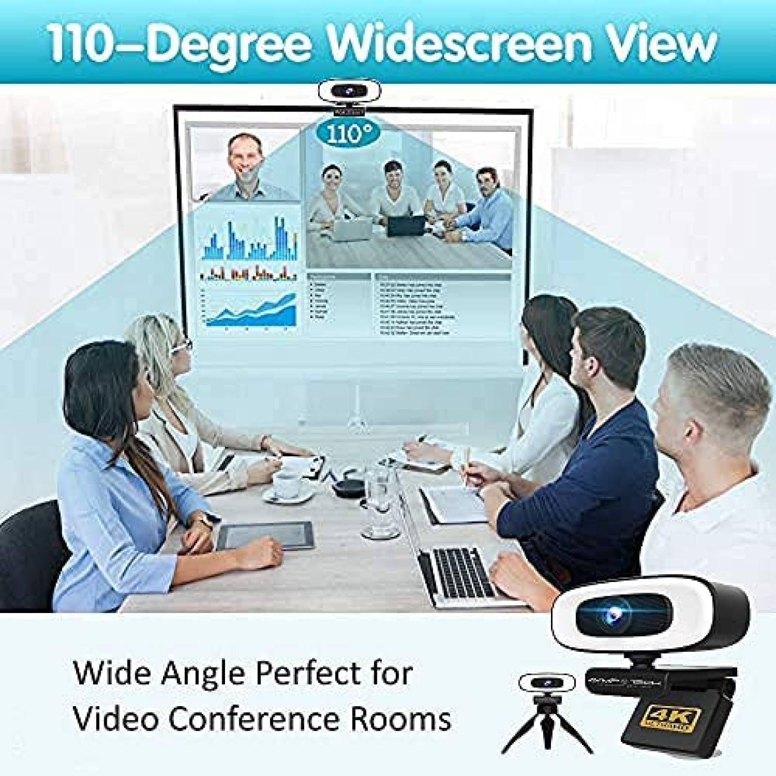 Camara web AVMP 4K Light Ultra HD de 8 MP USB -Negro