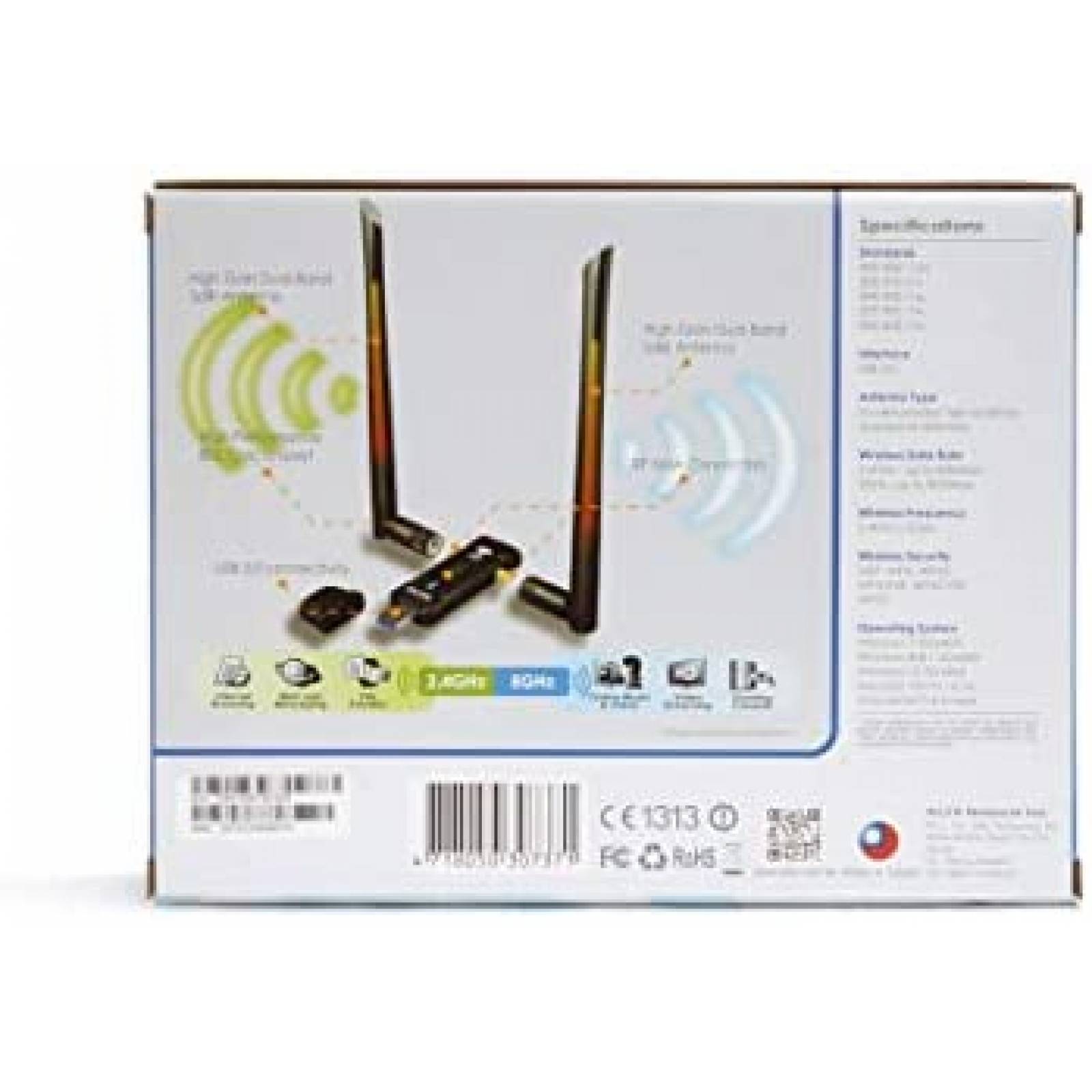 Repetidor ALFA AWUS036ACM USB 3.0 WiFi Antena -Negro