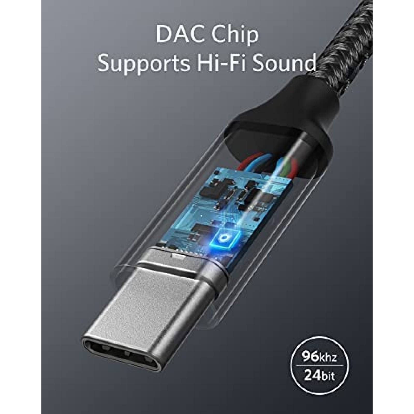 Adaptador Anker USB-C a Conector Auxiliar 3.5mm -Negro