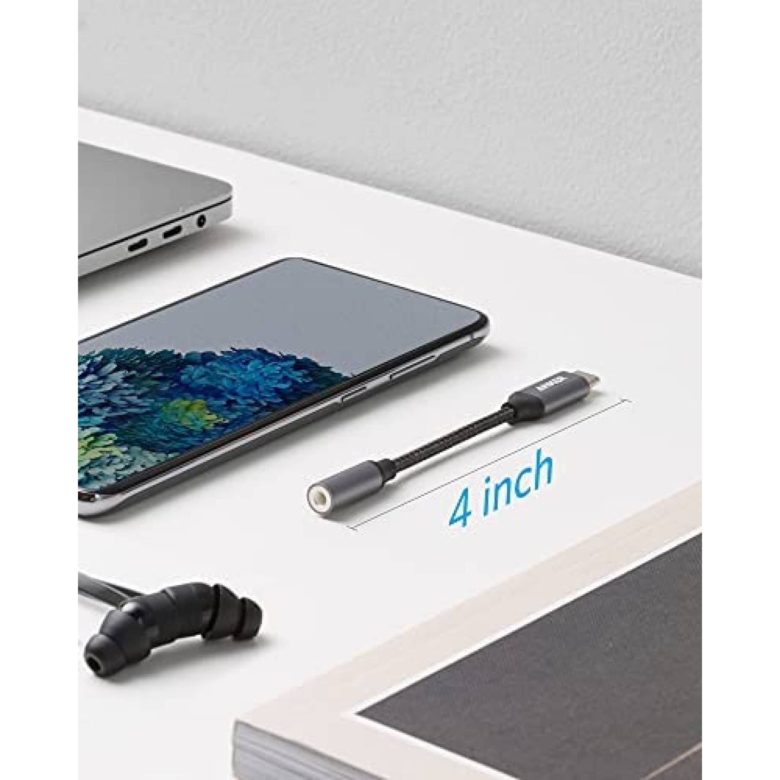 Adaptador Anker USB-C a Conector Auxiliar 3.5mm -Negro