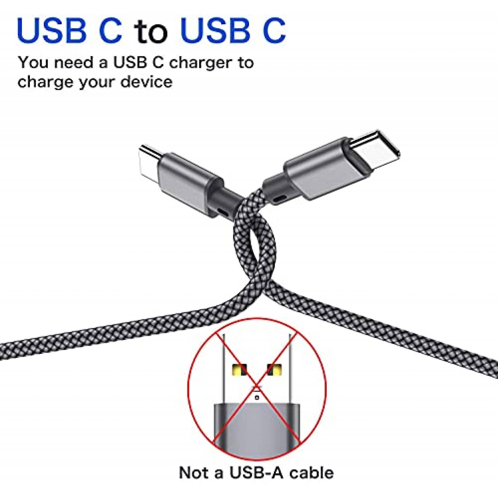 Cable OneKer cc-2 3 Pzs 1ft Nailon USB C a USB C -Silver
