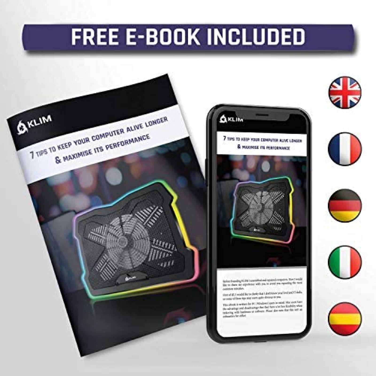 Base de enfriamiento KLIM Nova Compatible con Laptop 11"-19"