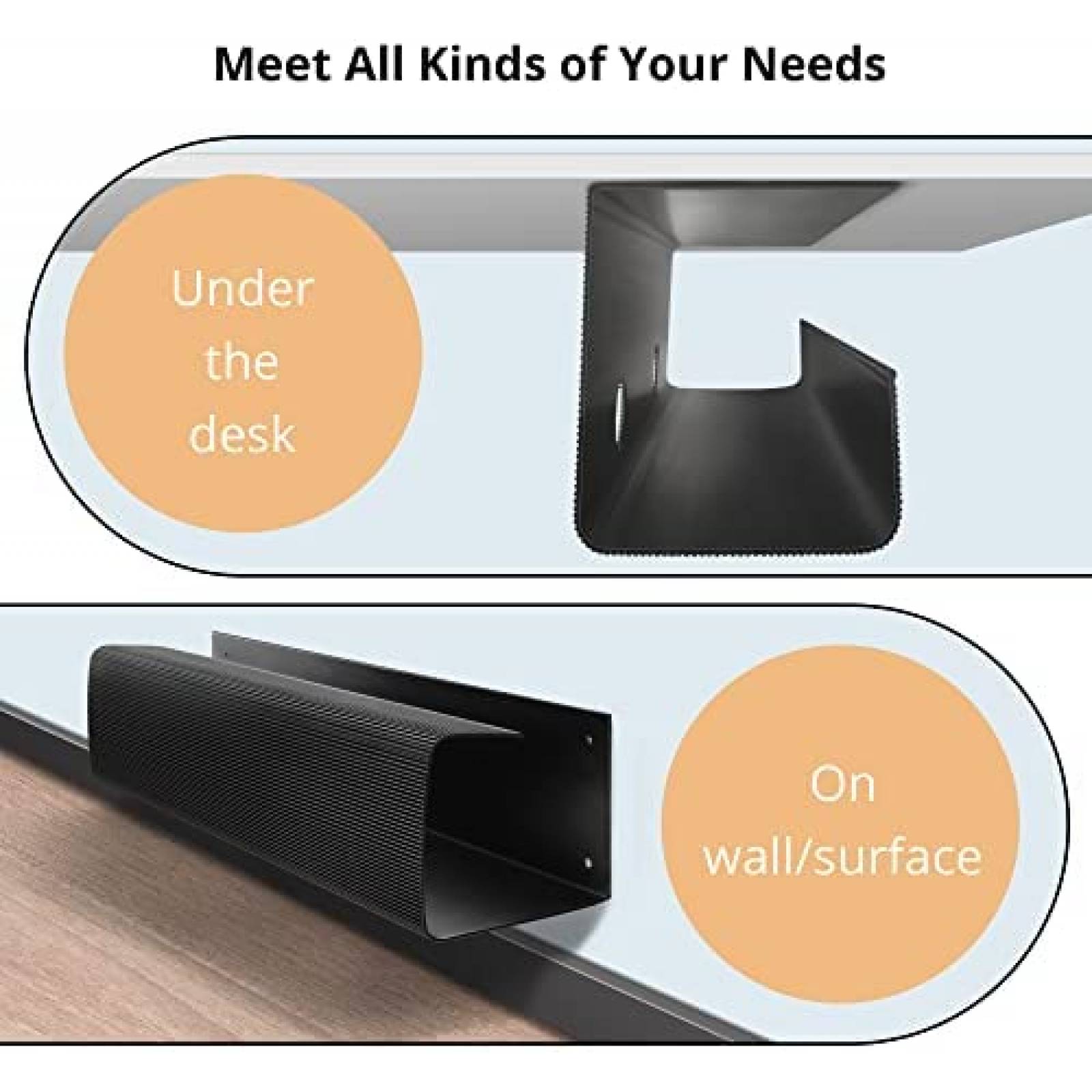 Pack organizador cables bajo mesa ZhiYo Store x2 -Negro