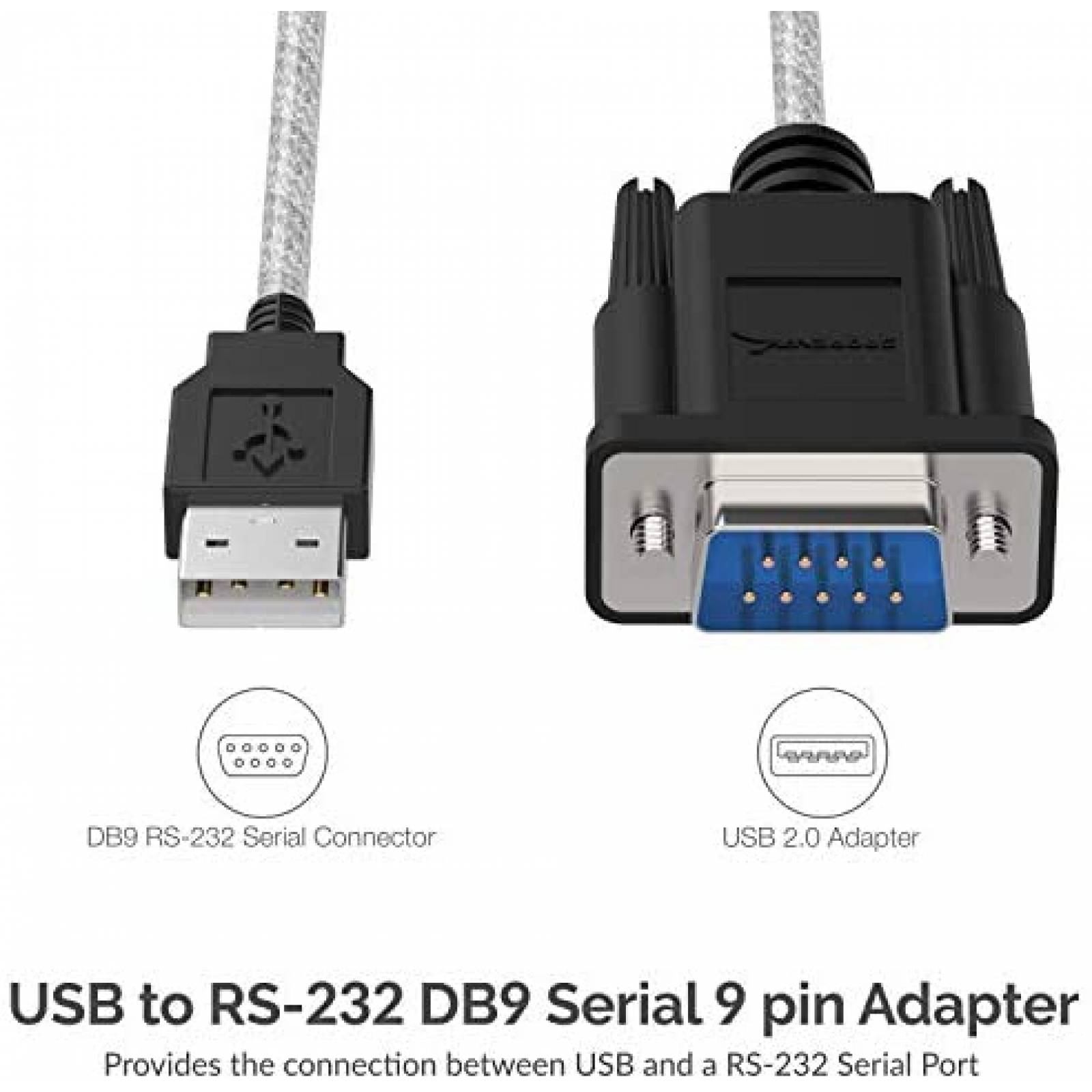 Cable USB SABRENT USB a RS-232 DB9 9 Pin 6 Pies -Gris