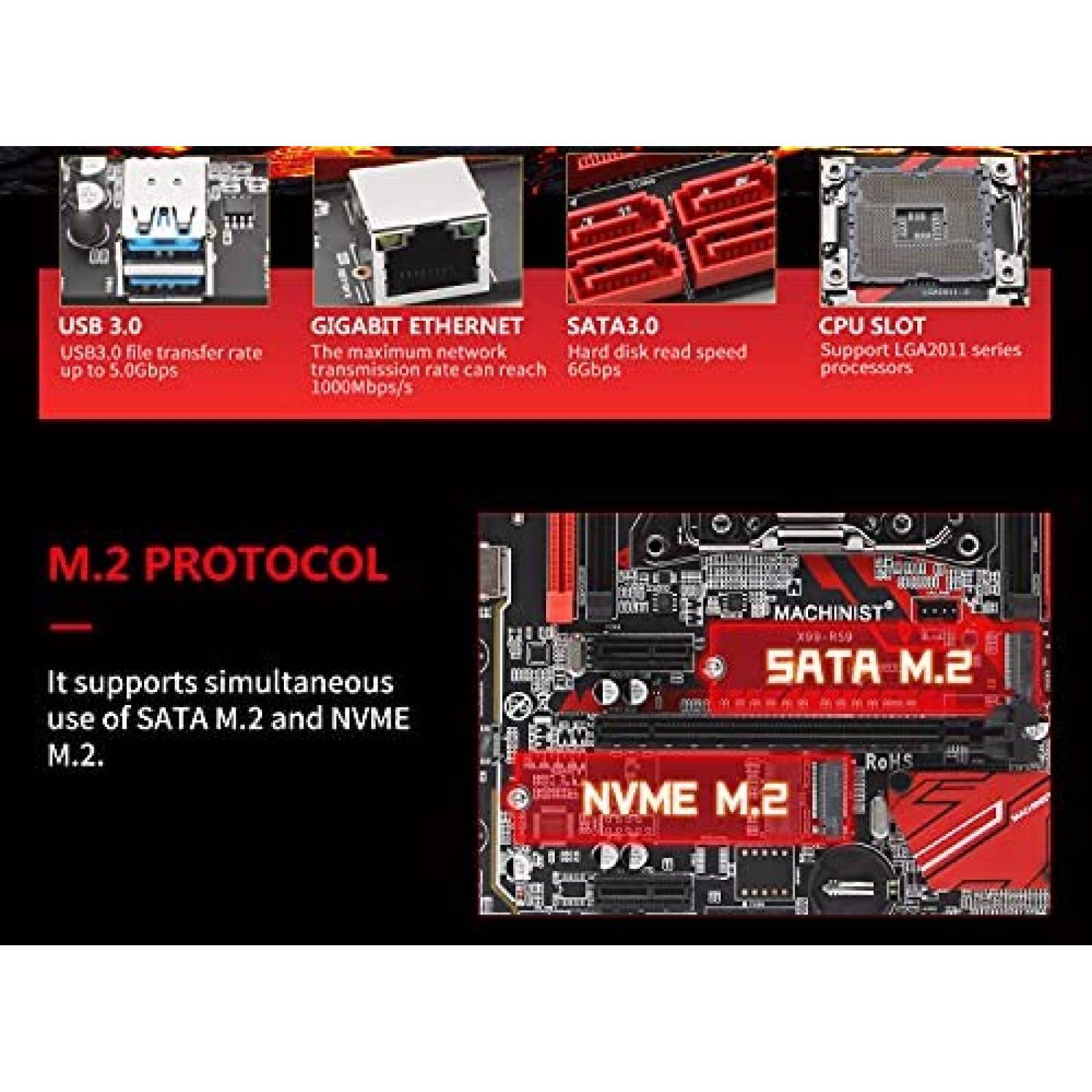 Motherboard MACHINIST X99 LGA 2011-3 ranura dual M.2 NVME