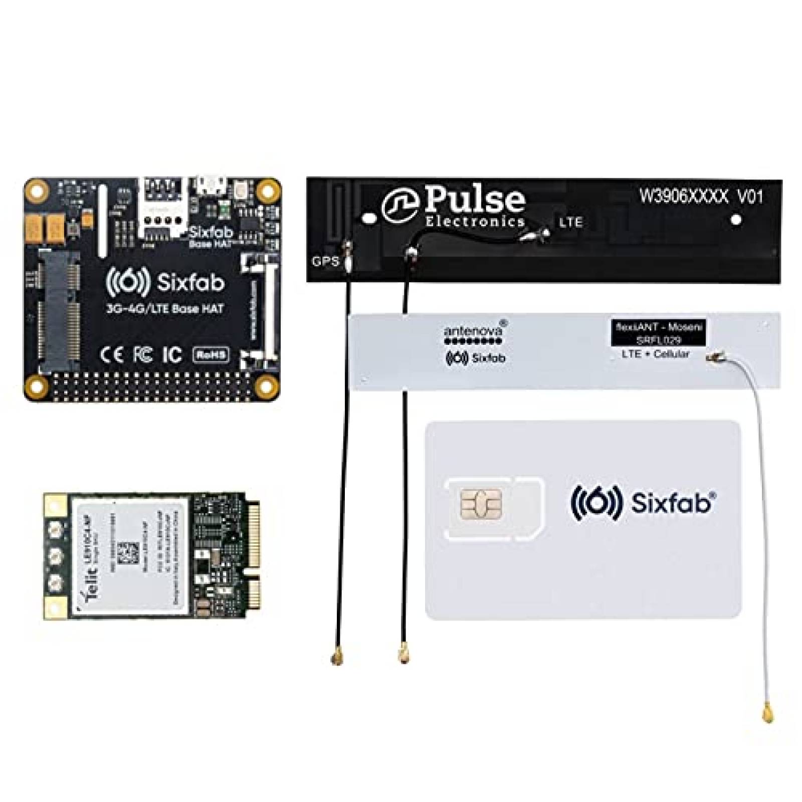 Kit de modem celular Sixfab Raspberry Pi 4G/LTE Hardware