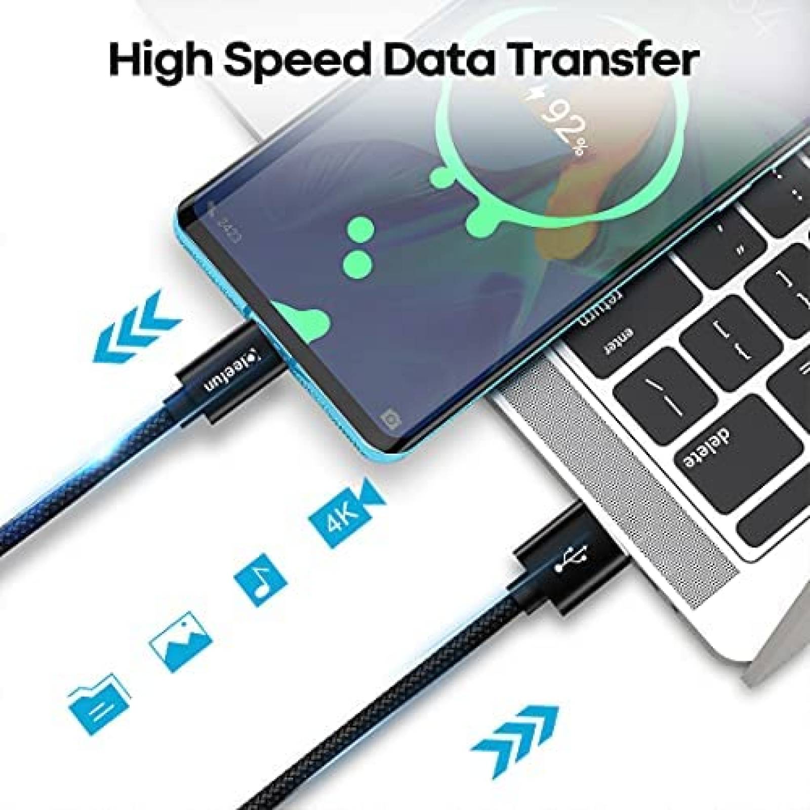 Cable USB CLEEFUN USB A 2.0 a USB C de 26 Pies -Negro