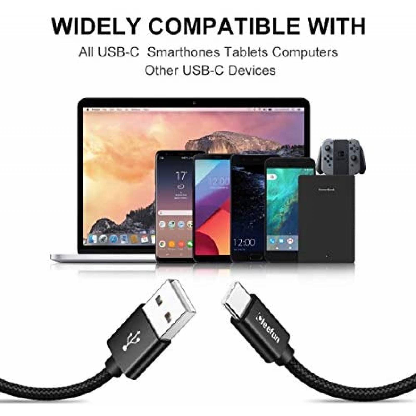 Cable USB CLEEFUN USB A 2.0 a USB C de 26 Pies -Negro