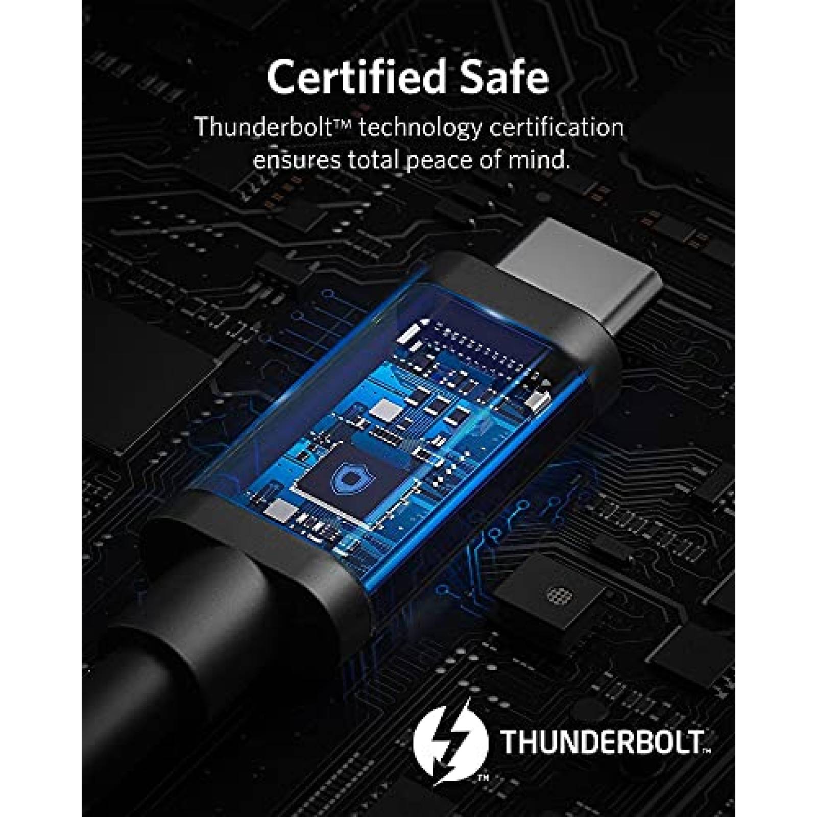 Cable Thunderbolt Anker de 2.3 Pies USB C de 100W -Negro