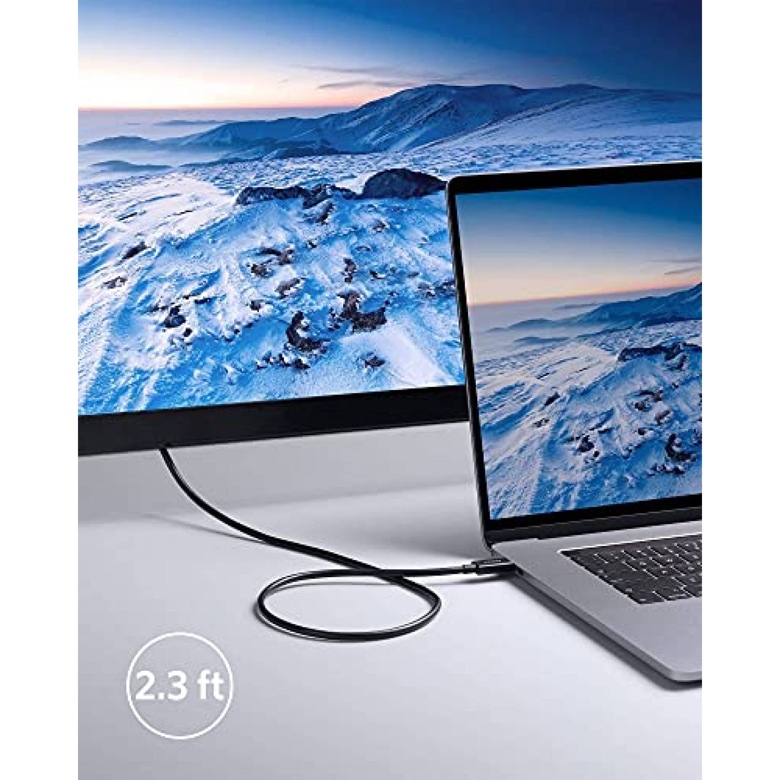 Cable Thunderbolt Anker de 2.3 Pies USB C de 100W -Negro