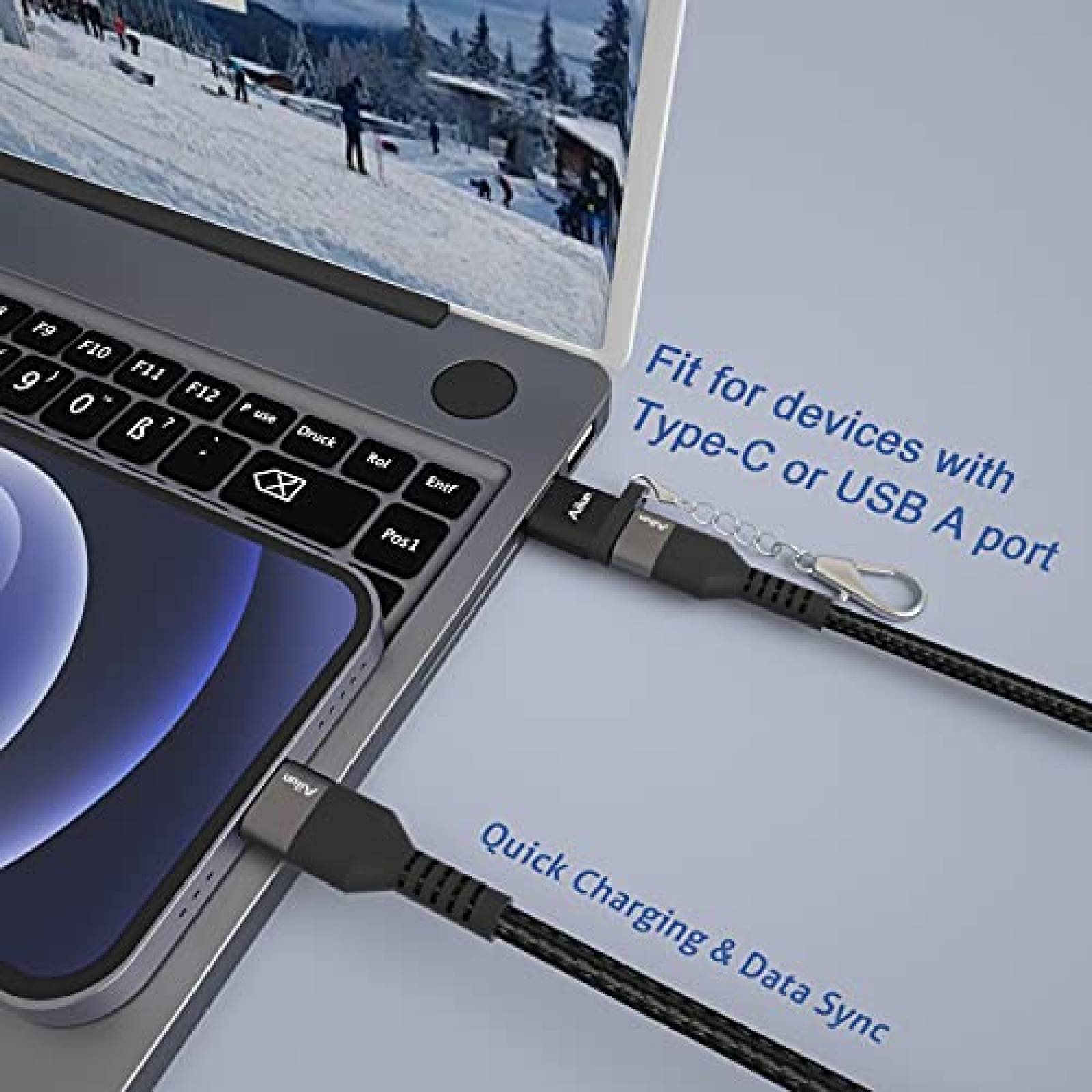 Cables Adaptadores Ailun 2pzas 6ft USB-C a Lightning -Negro