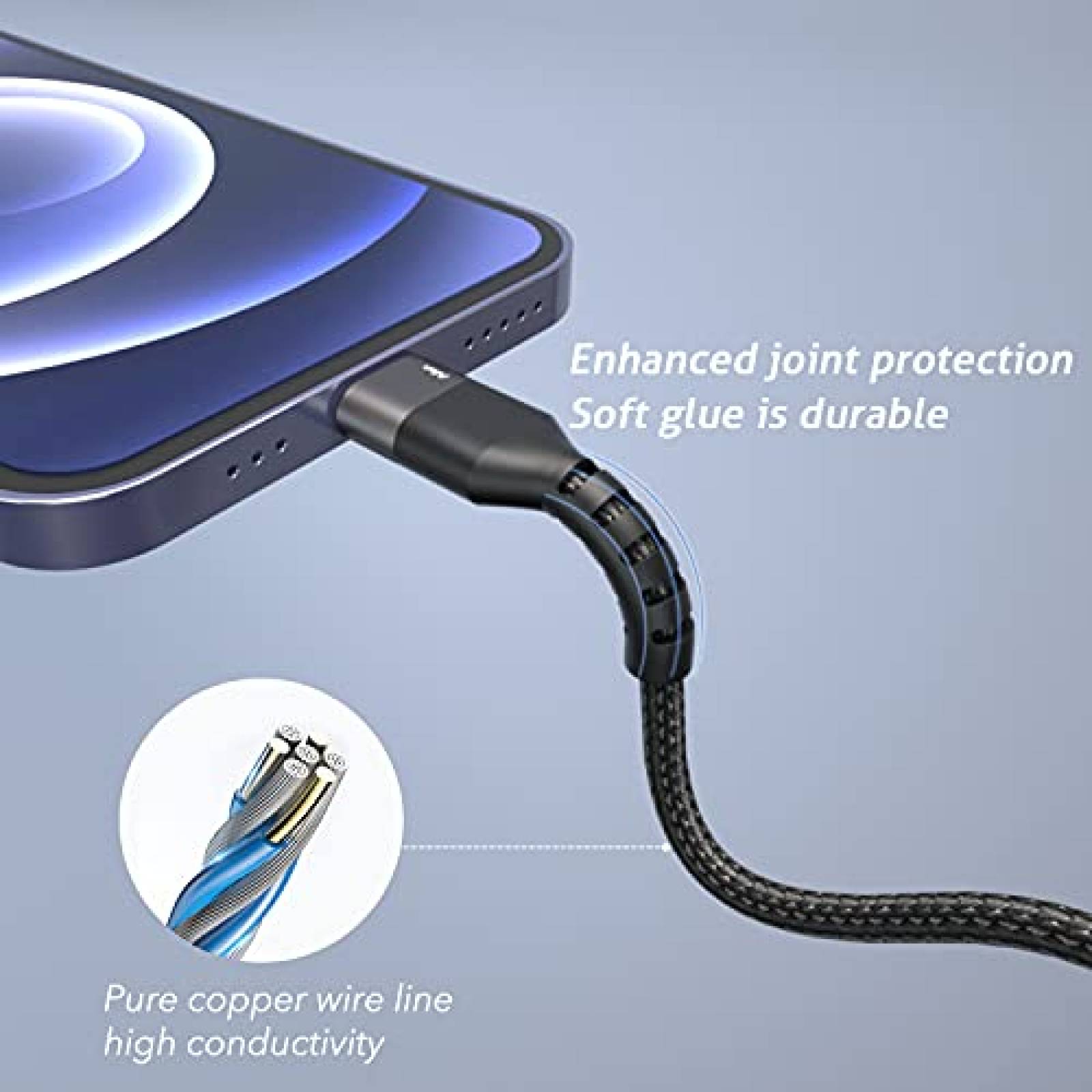 Cables Adaptadores Ailun 2pzas 6ft USB-C a Lightning -Negro