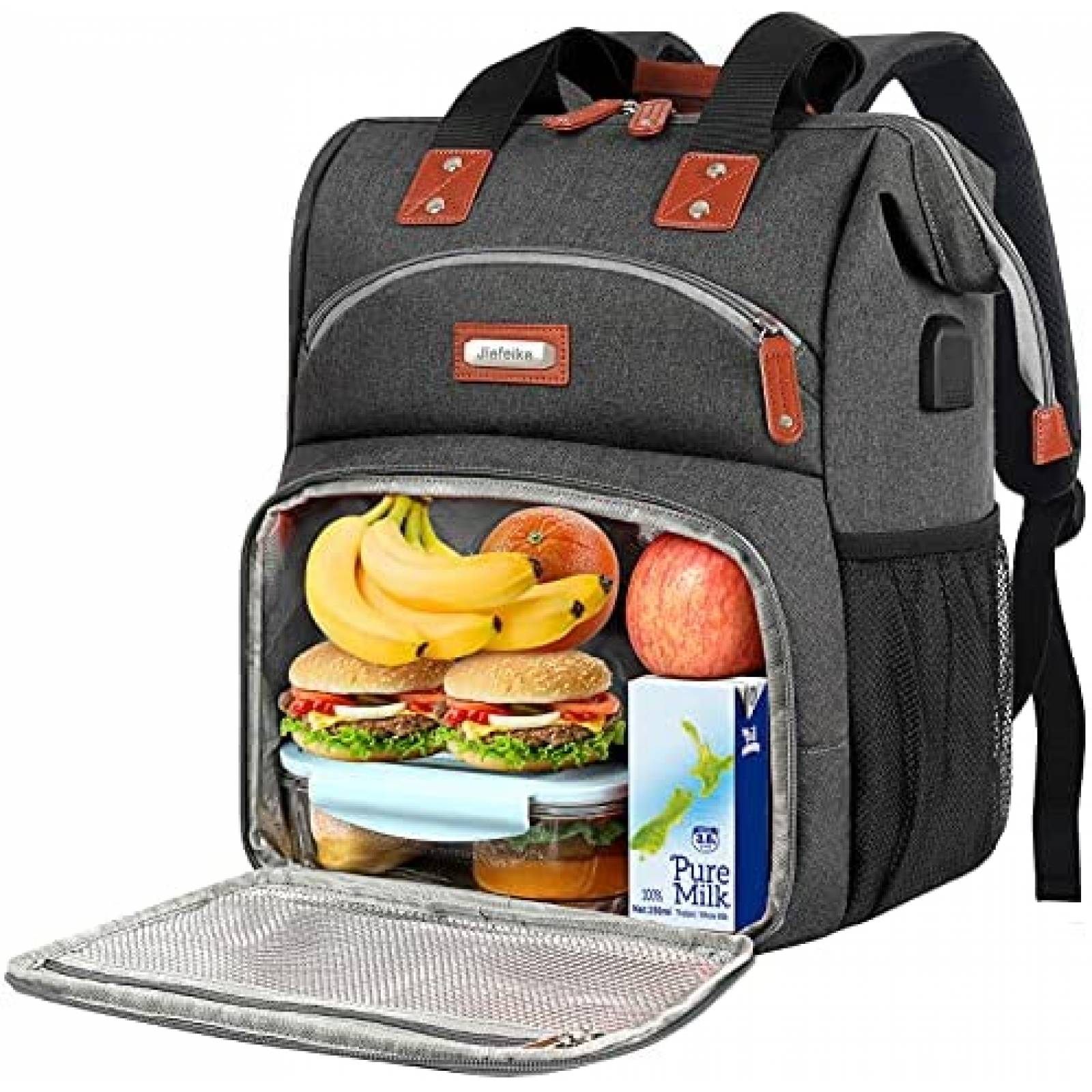 Mochila/Lonchera Jiefeike c/Compartimento Laptop 15.6" -Gris