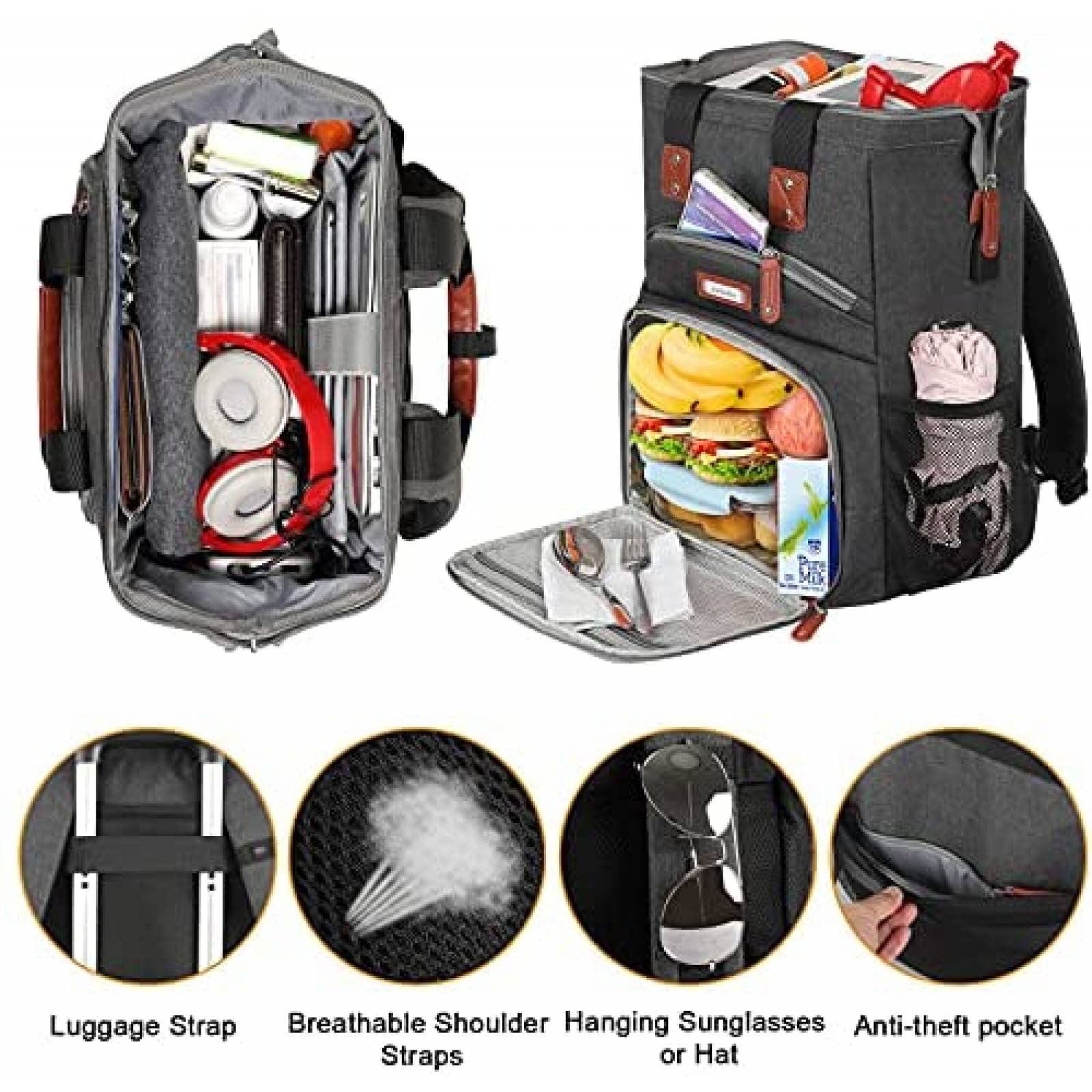 Mochila/Lonchera Jiefeike c/Compartimento Laptop 15.6" -Gris