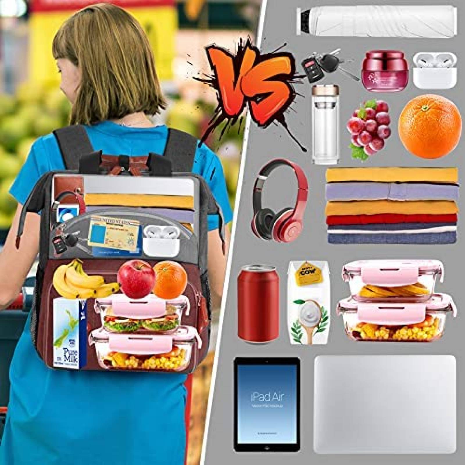 Mochila/Lonchera Jiefeike c/Compartimento Laptop 15.6" -Gris