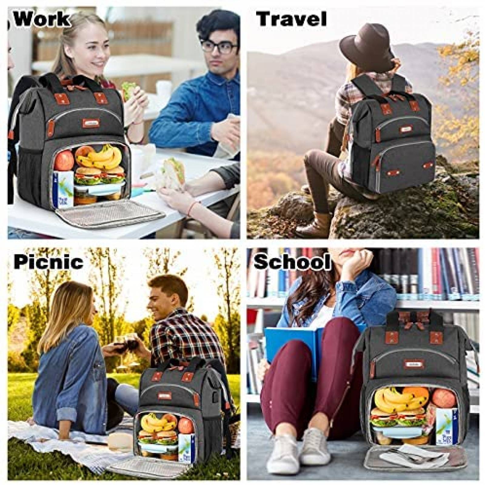 Mochila/Lonchera Jiefeike c/Compartimento Laptop 15.6" -Gris