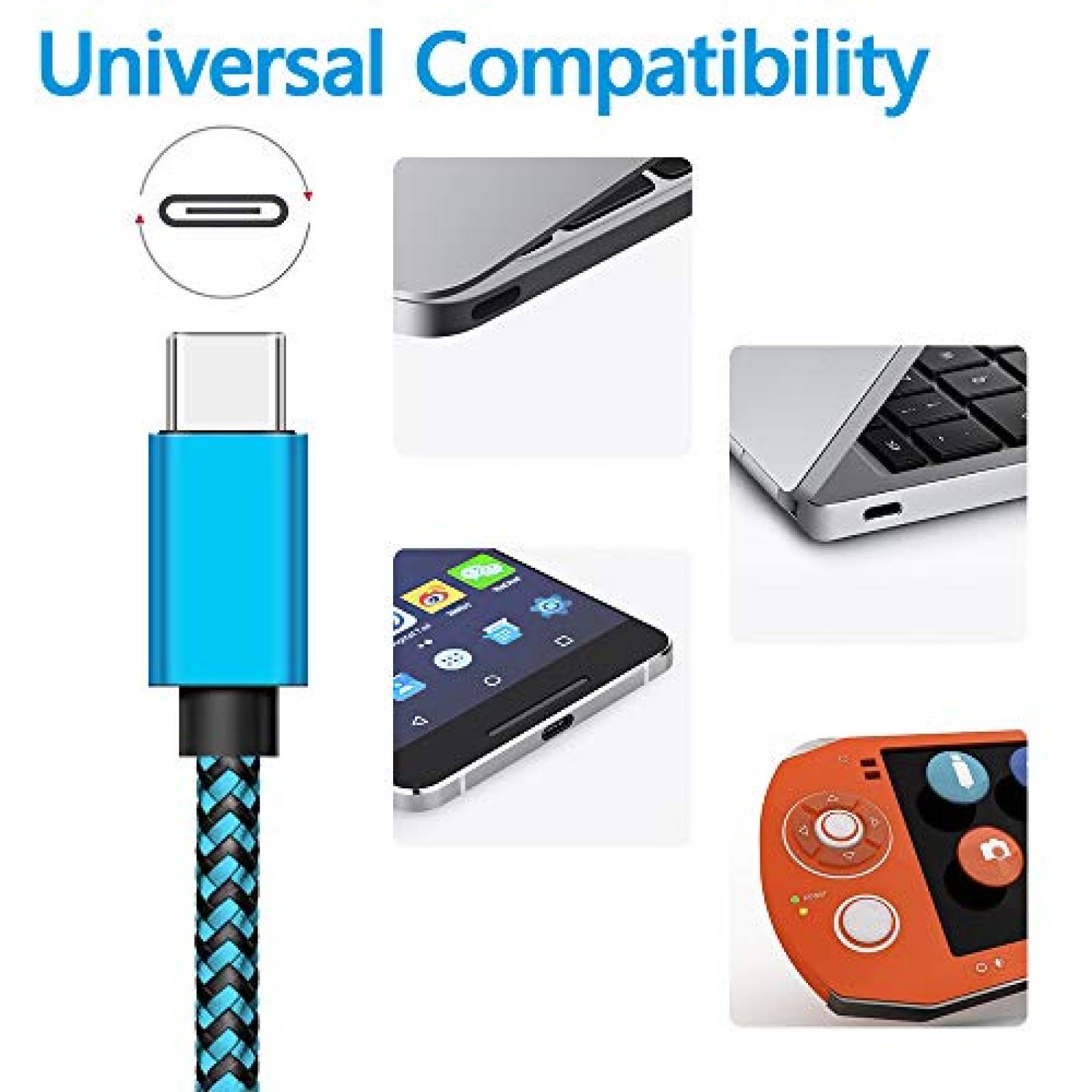 Cable con entrada tipo USB C DEEGO 15ft -Negro/azul