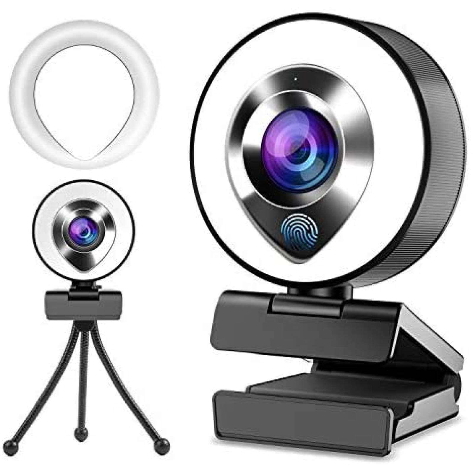 Webcam Shinmax con microfono y anillo de luz FHD 1080P