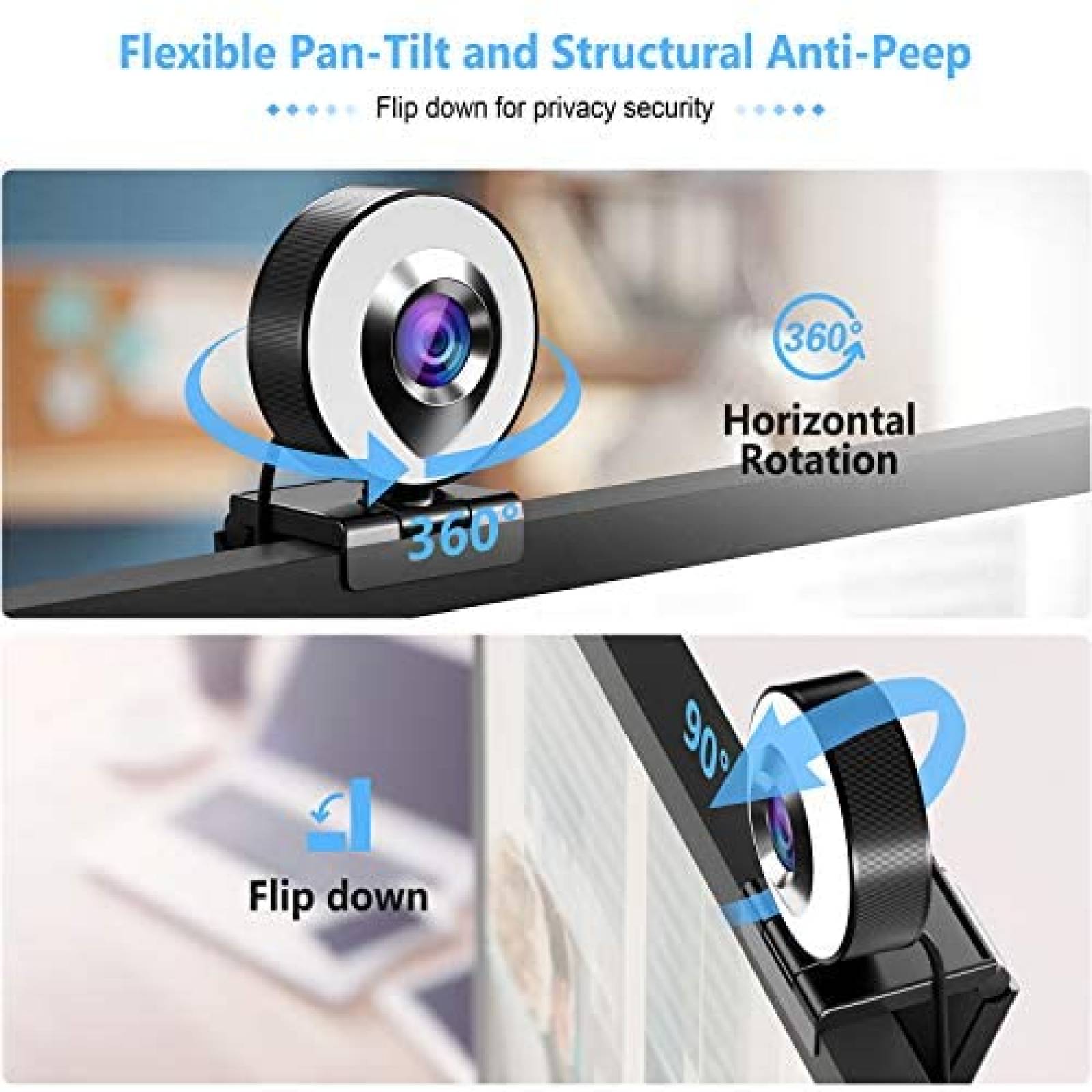 Webcam Shinmax con microfono y anillo de luz FHD 1080P