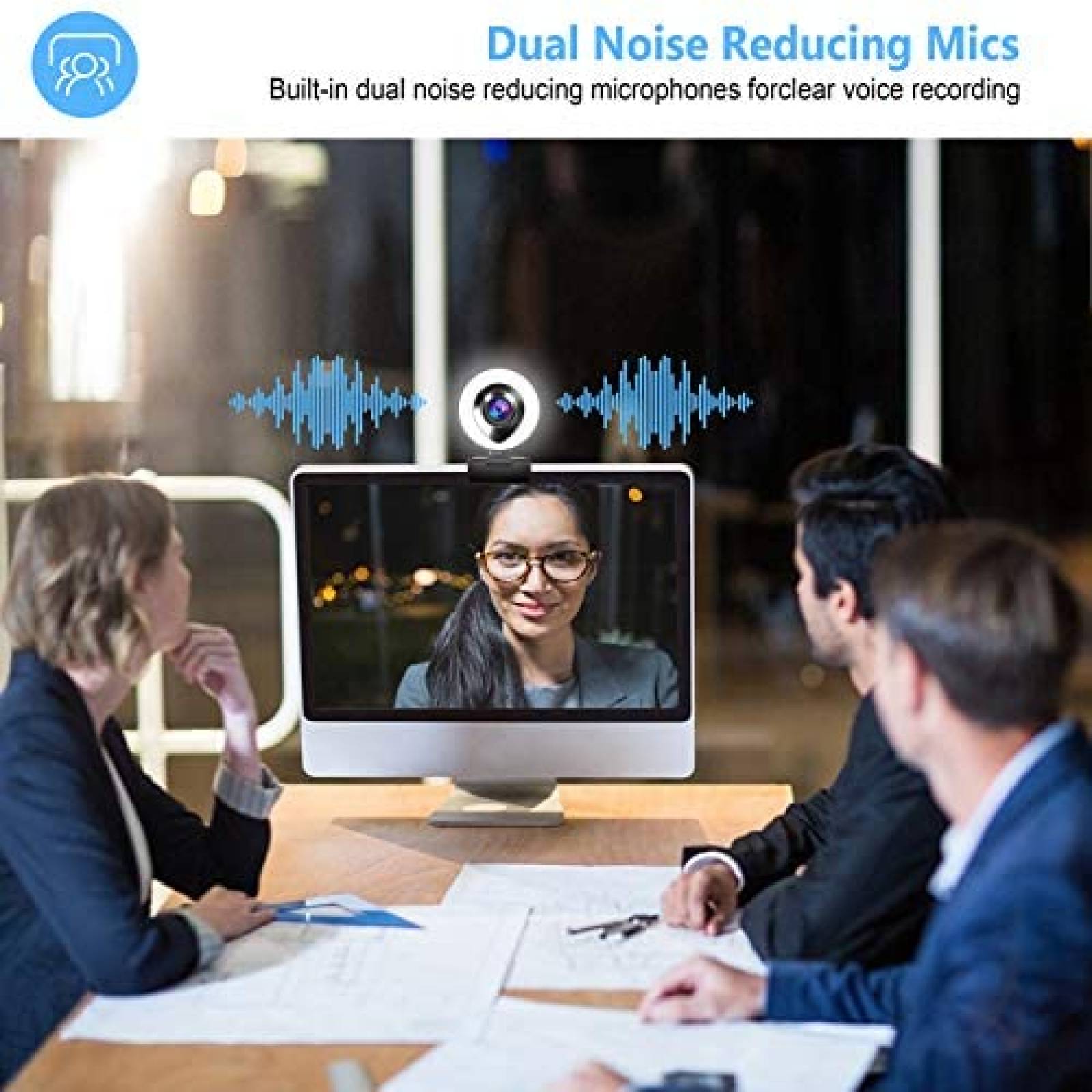 Webcam Shinmax con microfono y anillo de luz FHD 1080P