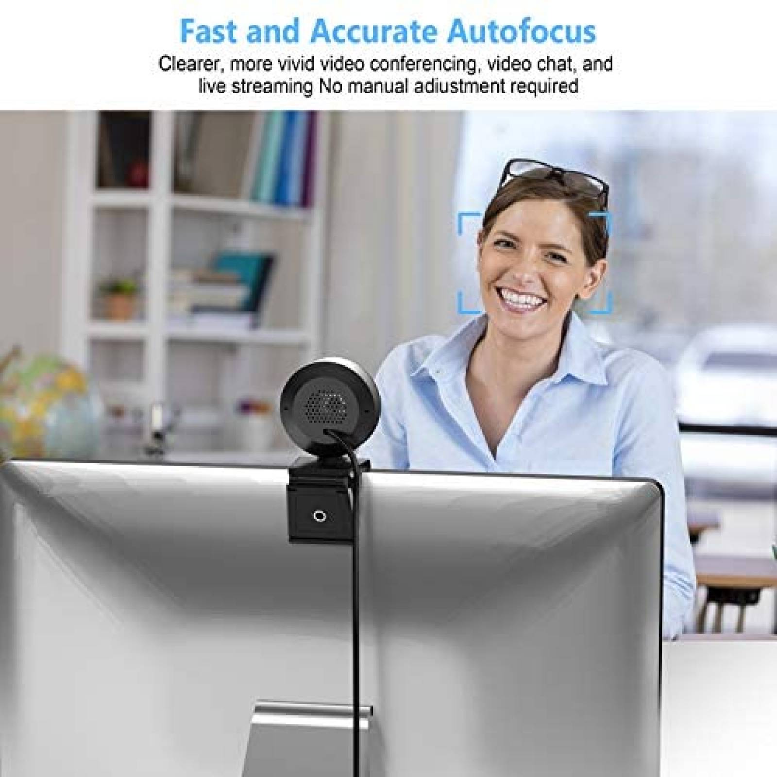 Webcam Shinmax con microfono y anillo de luz FHD 1080P