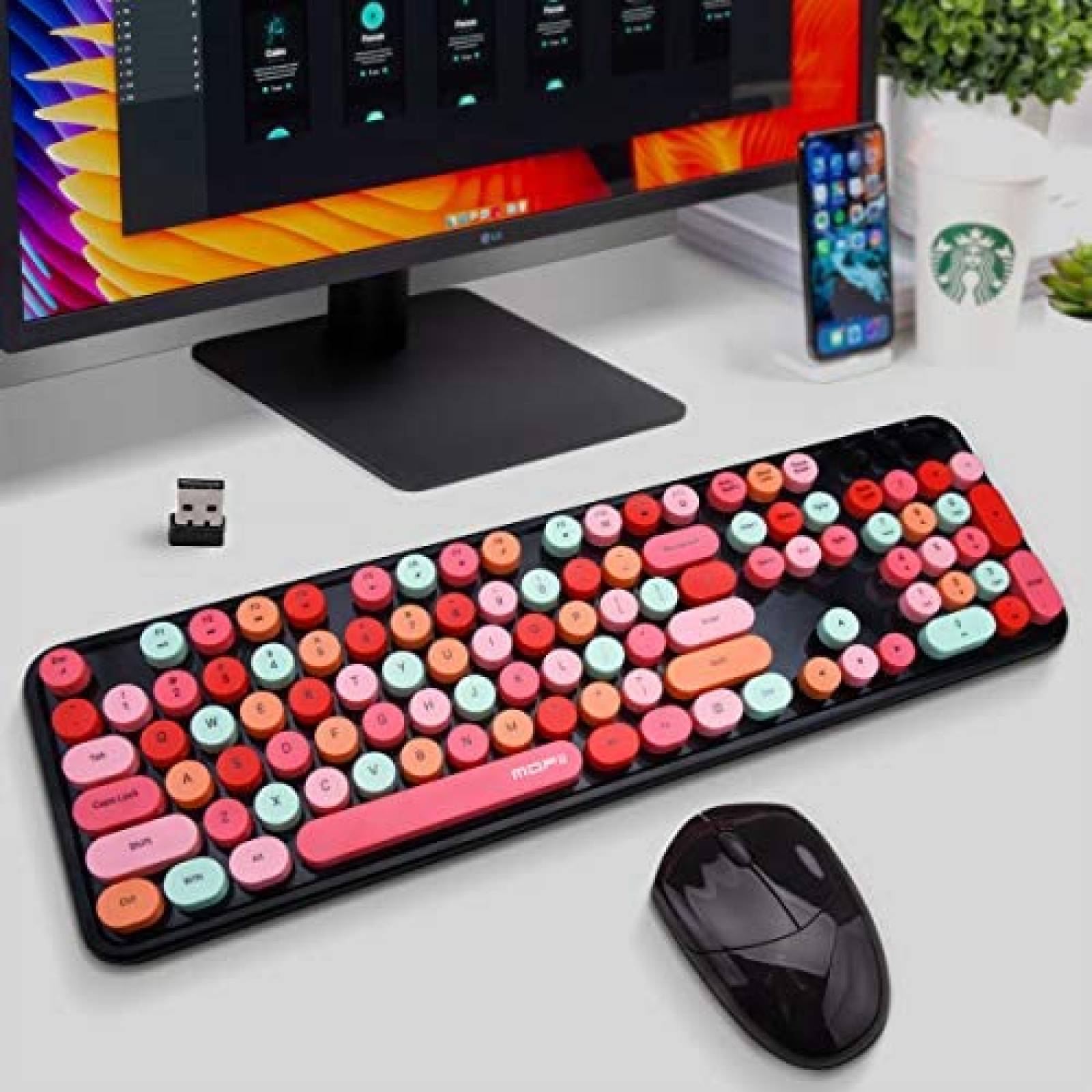 Mouse y Teclado Bluetooth Grenf de 104 Teclas -Multicolor