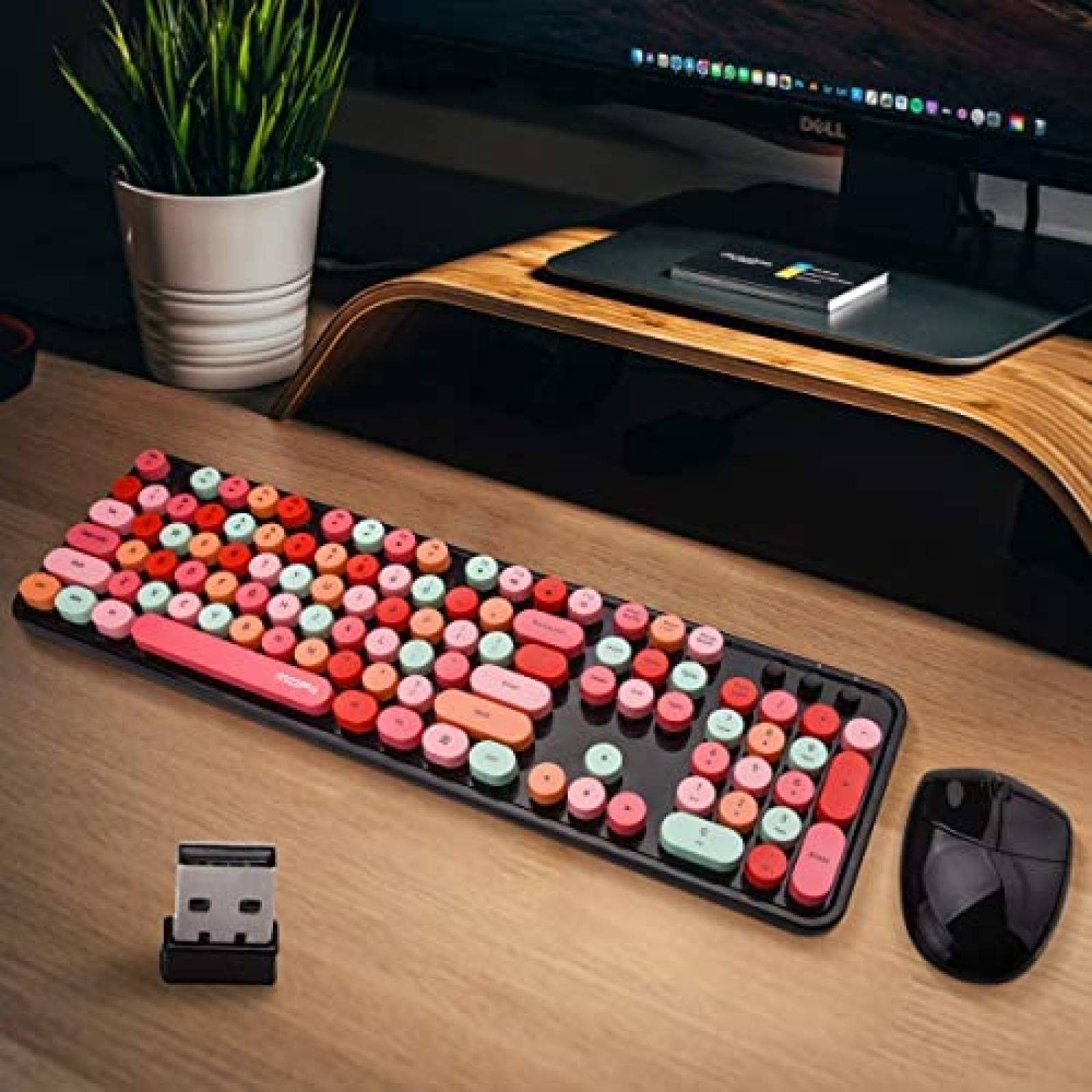 Mouse y Teclado Bluetooth Grenf de 104 Teclas -Multicolor