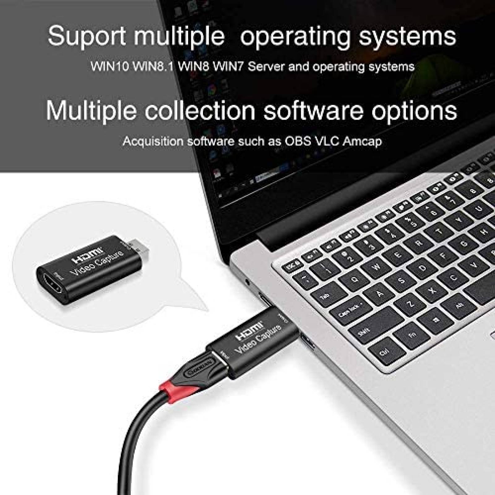 Capturadora de Video NXLFH RAM 4G HDMI a USB 2.0 -Negro