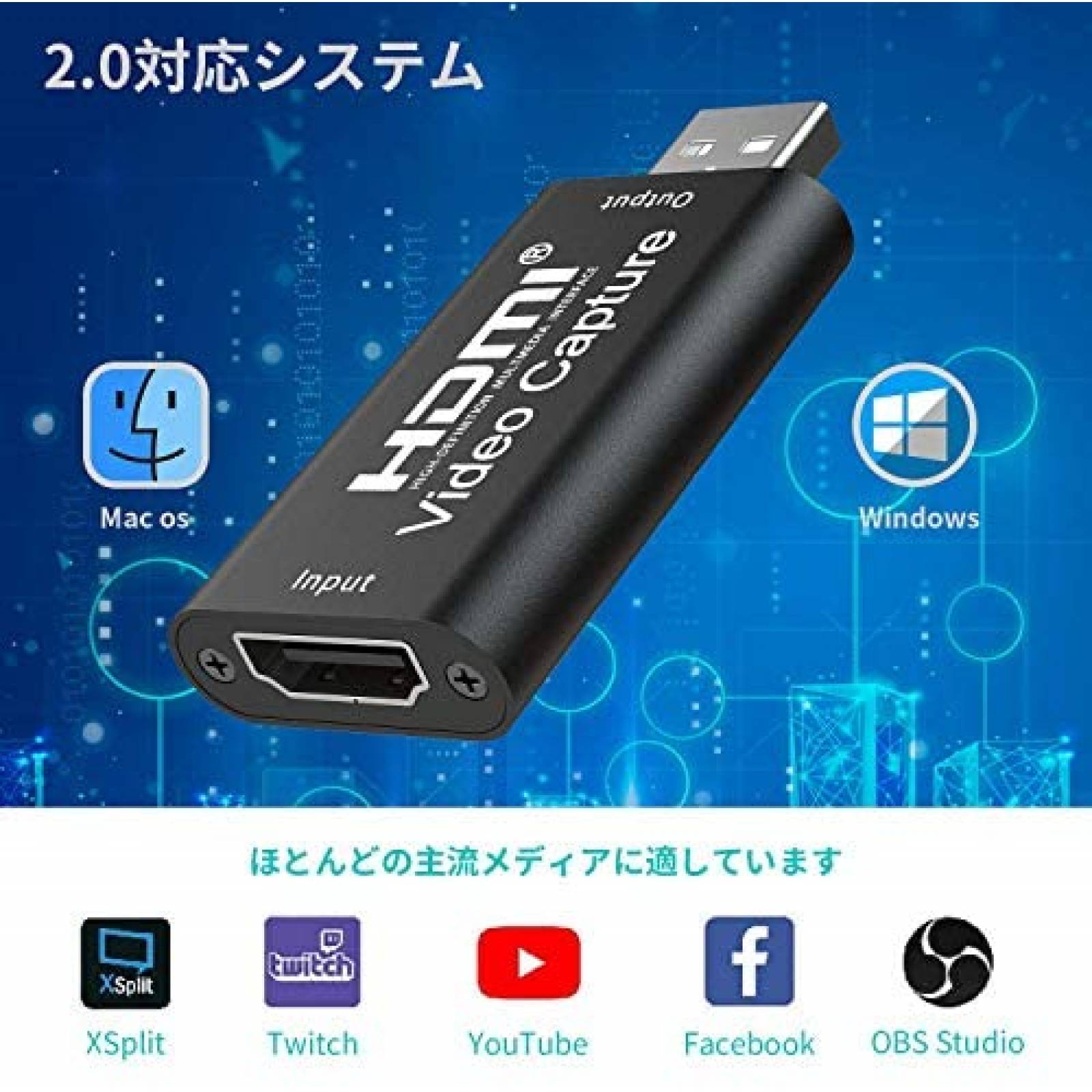 Capturadora de Video NXLFH RAM 4G HDMI a USB 2.0 -Negro