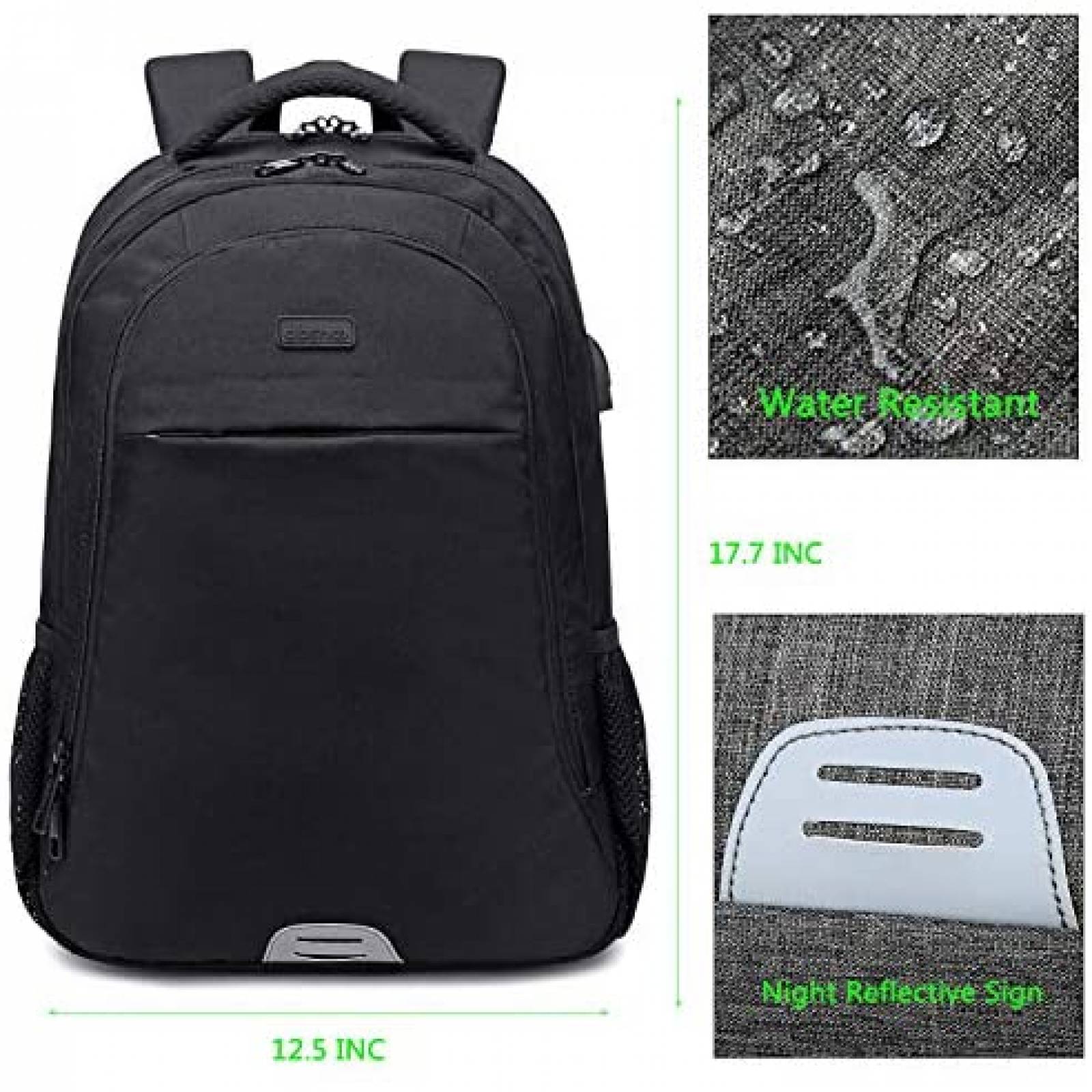 Mochila abshoo Unisex Escolar Anti robos Impermeable -Negro