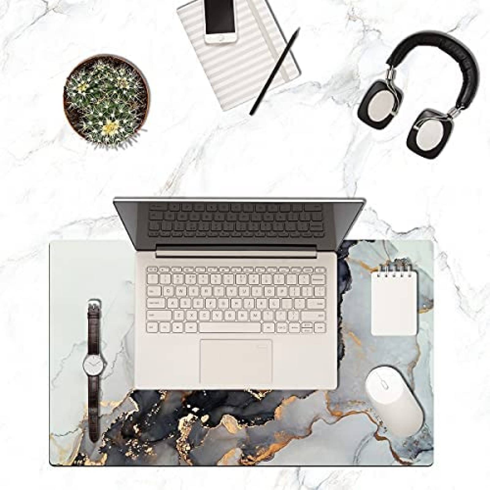MousePad COW Marmol Gaming Rectangular PC Mujeres -Blanco