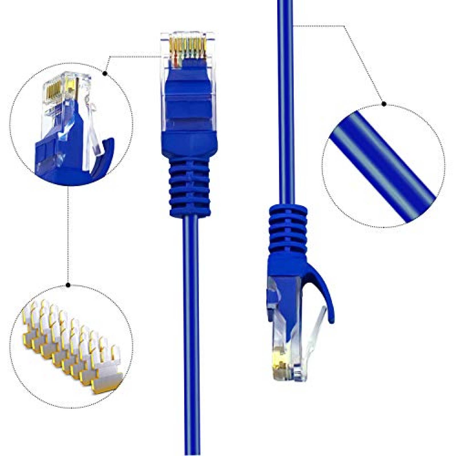 Paquete Cable Ethernet V TELESKY 2pzas 10ft Cat 5e -Azul
