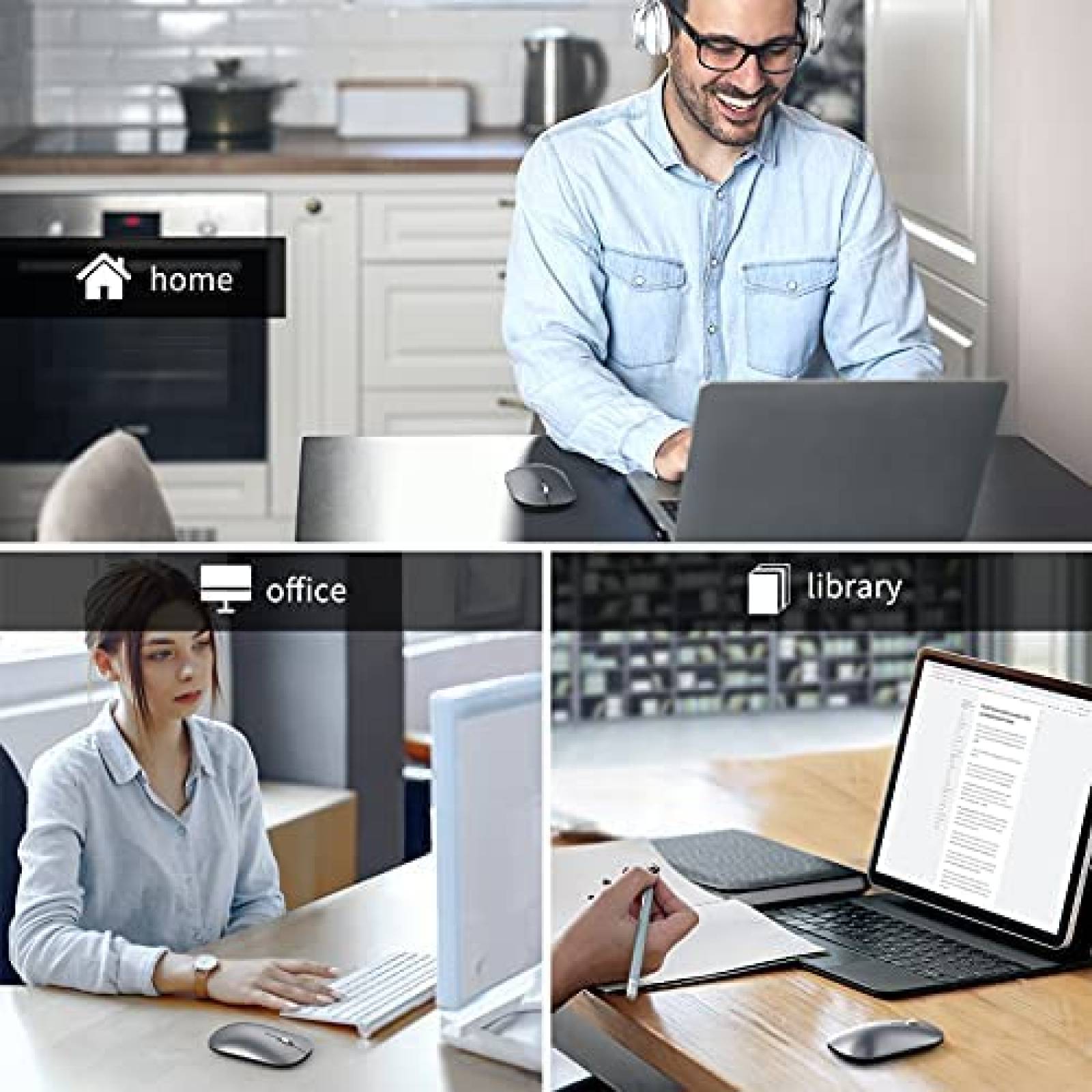 Mouse TECKNET Bluetooth Recargable Inalambrico -Gris