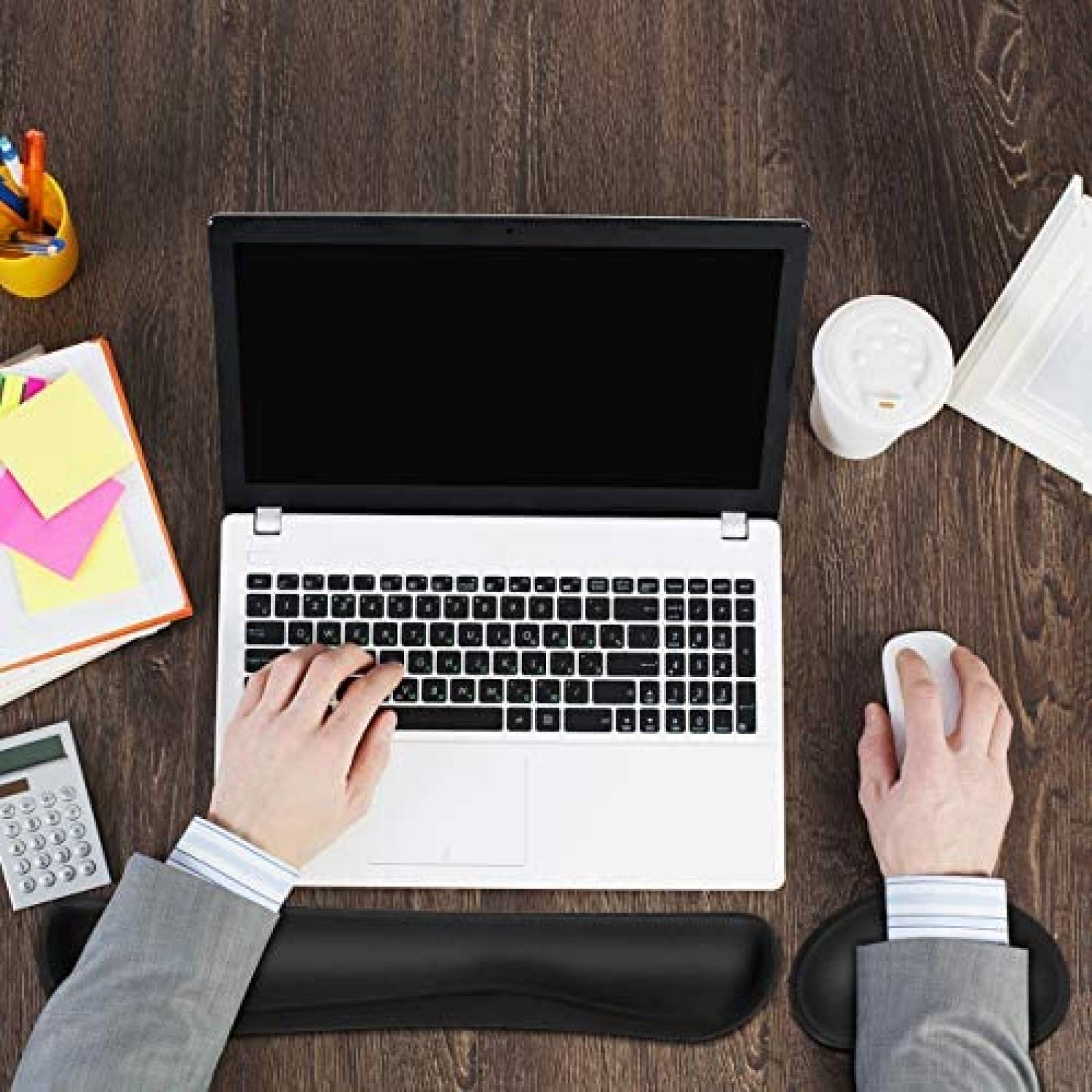 Almohadillas con soporte para teclado y mouse JIKIOU -Negro