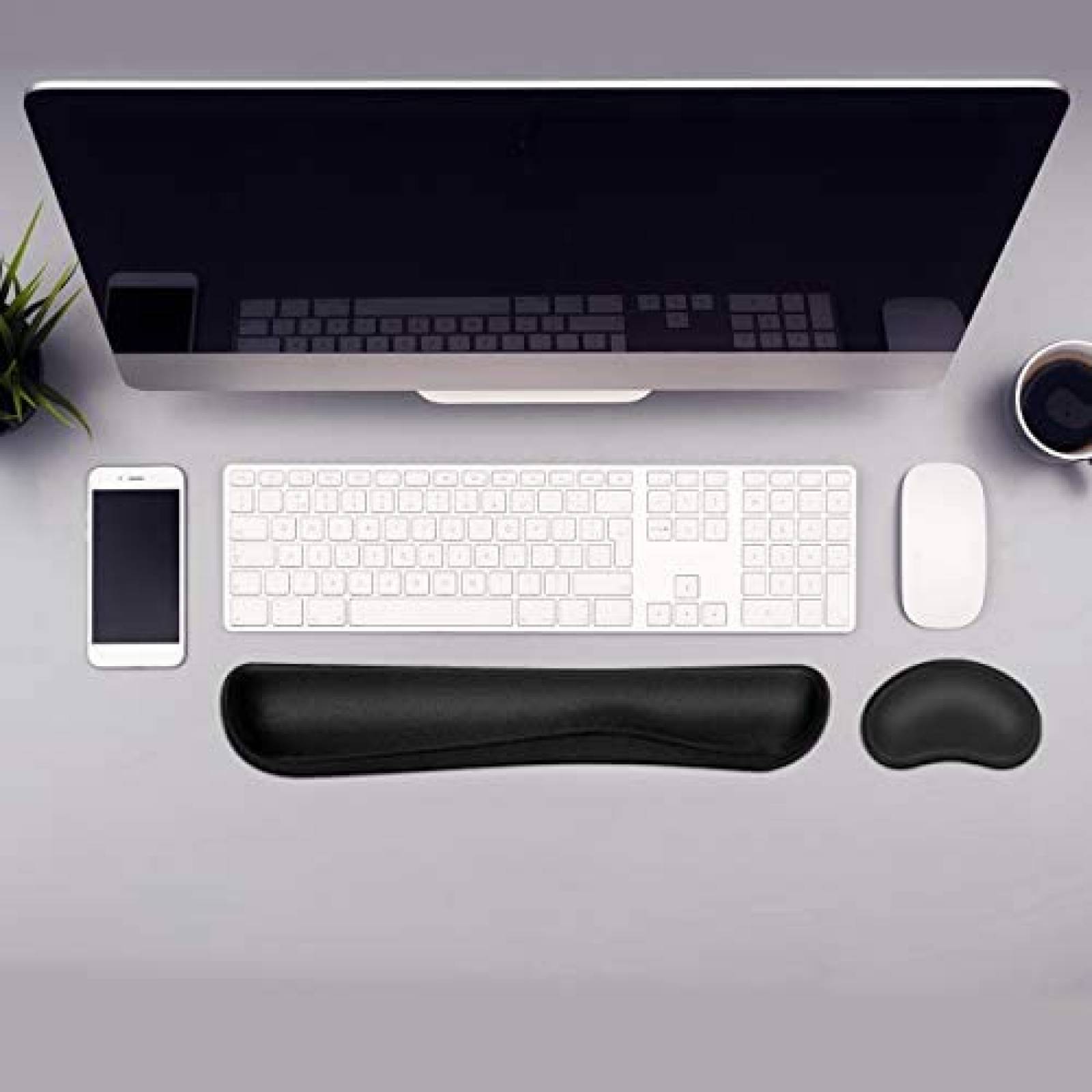 Almohadillas con soporte para teclado y mouse JIKIOU -Negro