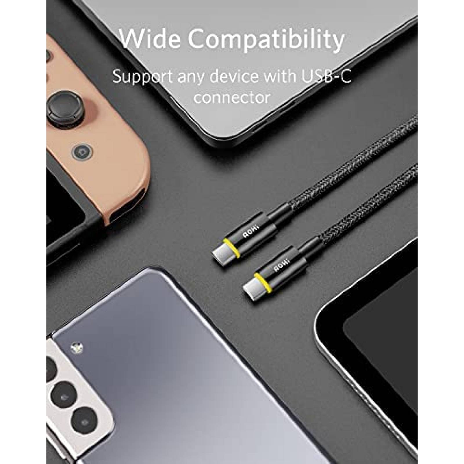 Cable USB C a USB C AOHI Nylon 6 pies 100W de carga rapida