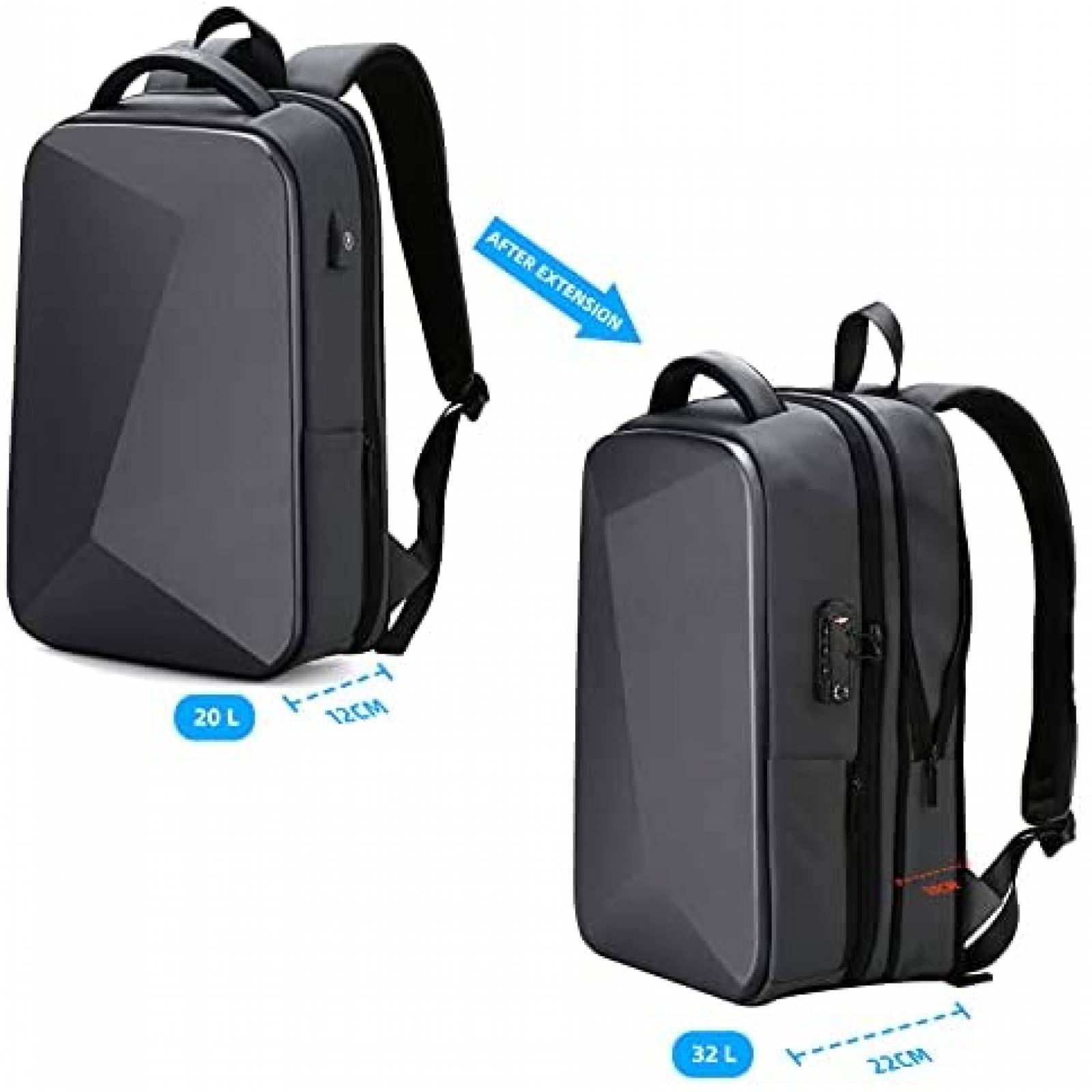 Mochila FENRUIEN rigida para portatil de 15.6" -Negro